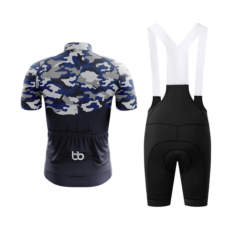 Camouflage Neck Club Cycling Kit (V1) (Blue)