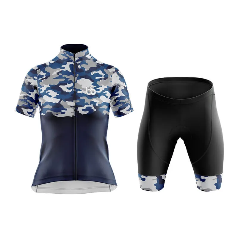 Camouflage Neck Club Cycling Kit (V1) (Blue)