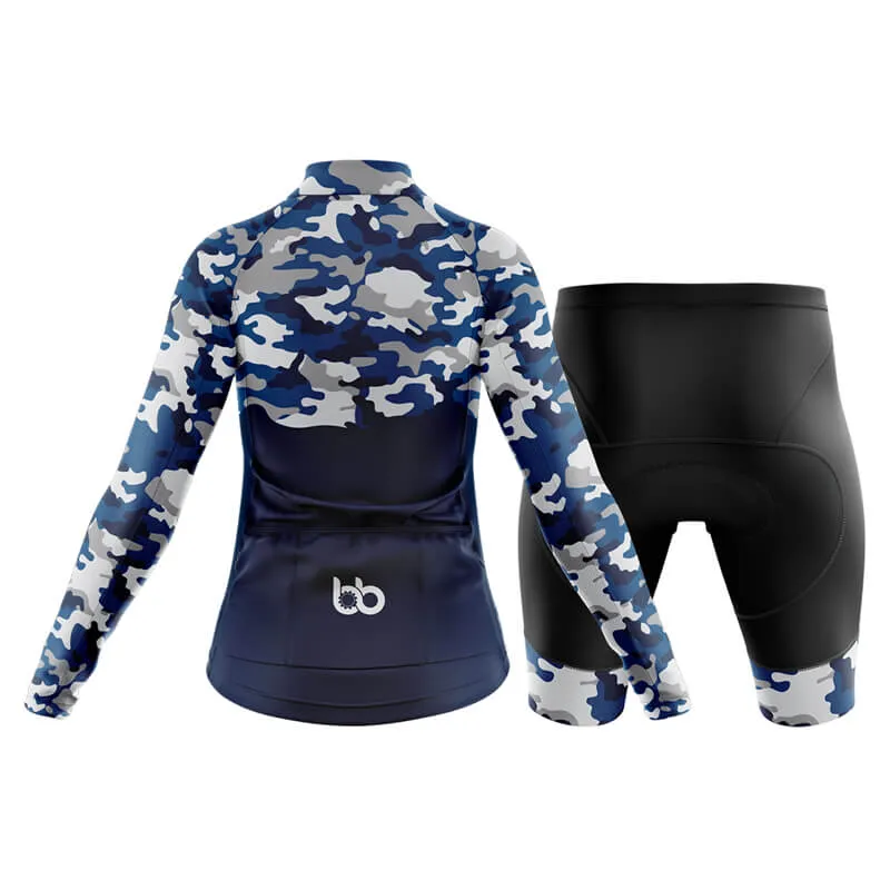 Camouflage Neck Club Cycling Kit (V1) (Blue)