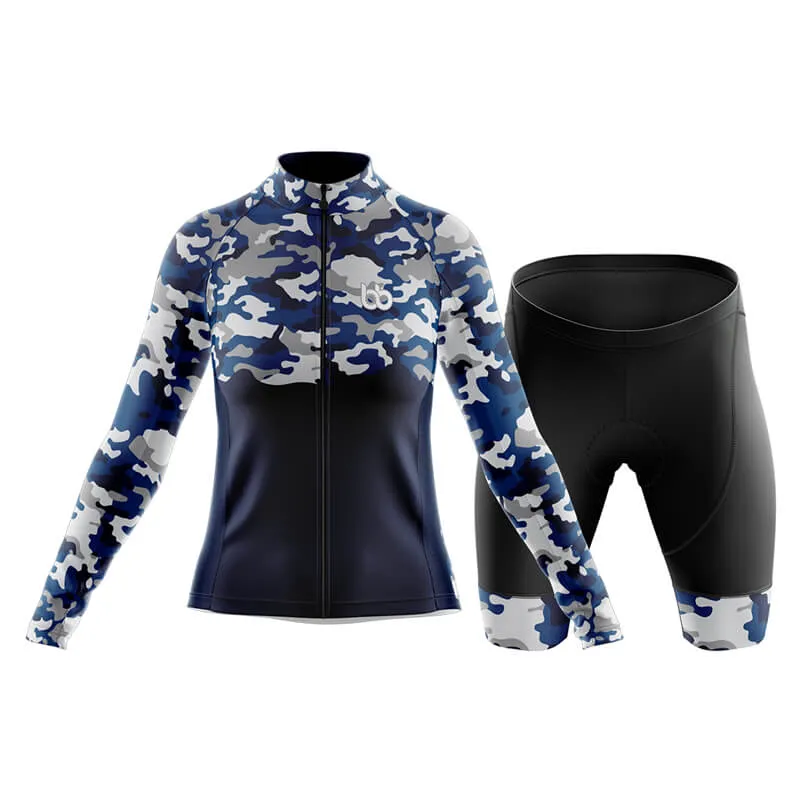 Camouflage Neck Club Cycling Kit (V1) (Blue)