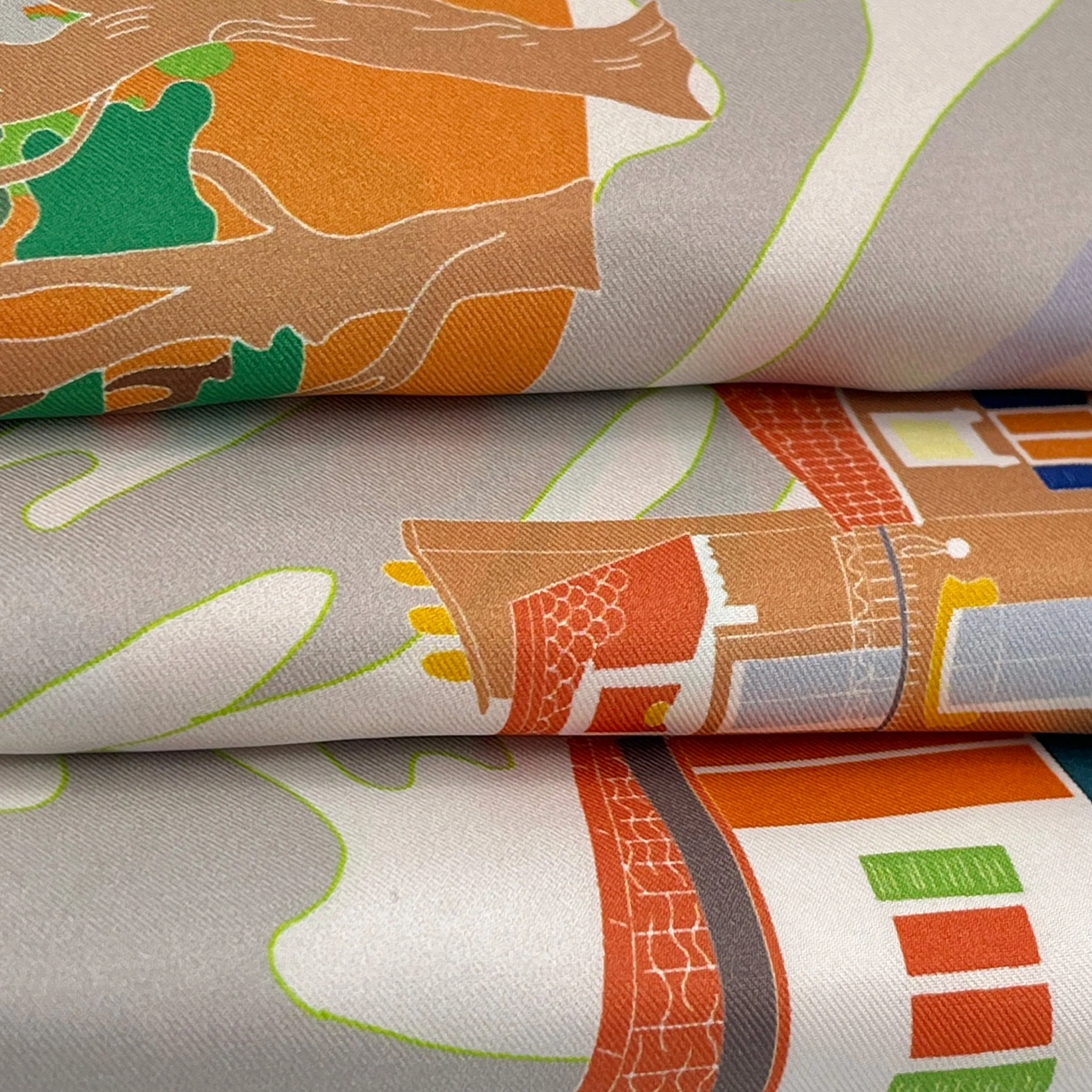 Capri orange and green silk tie scarf