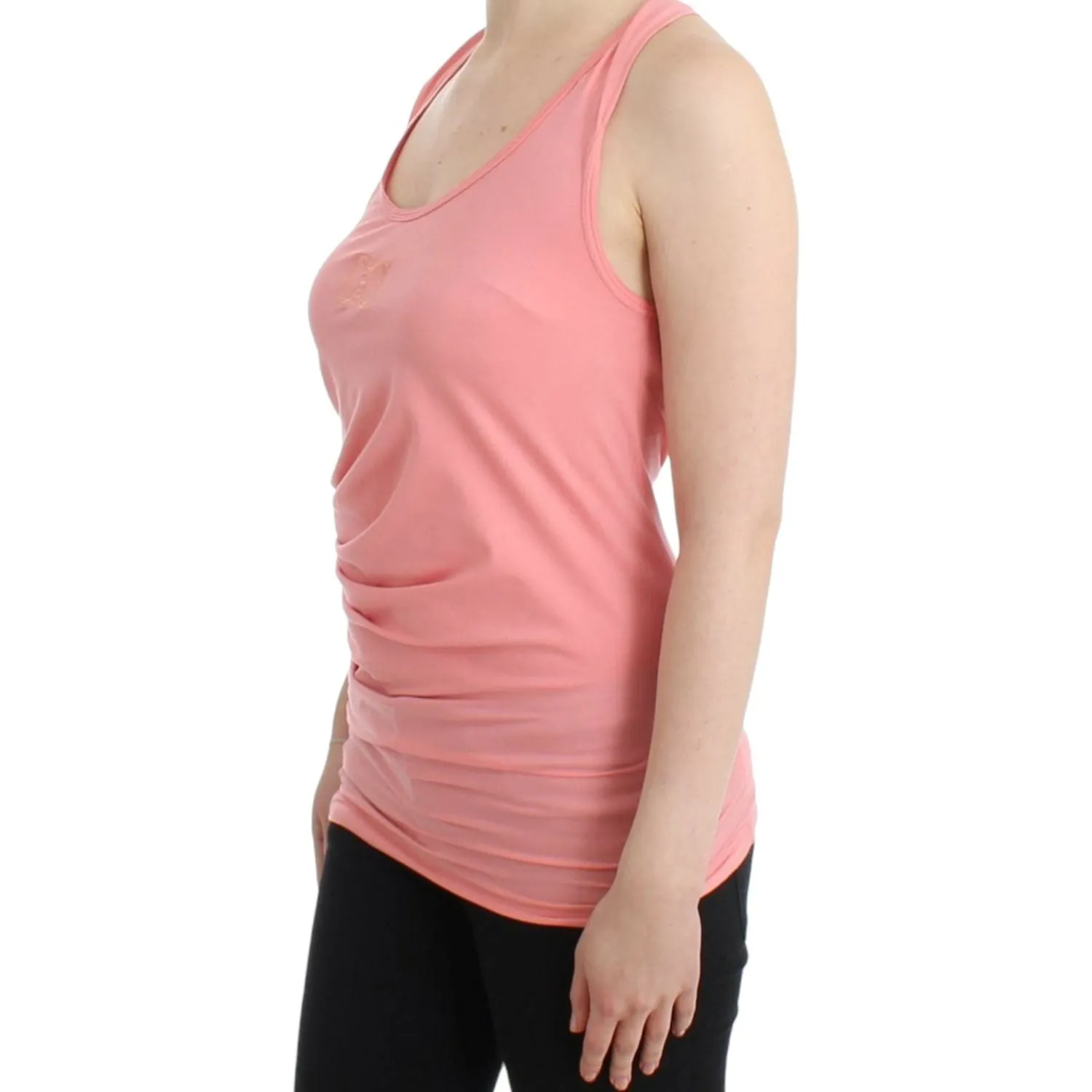 Cavalli Chic Pink Cotton Blend Tank Top