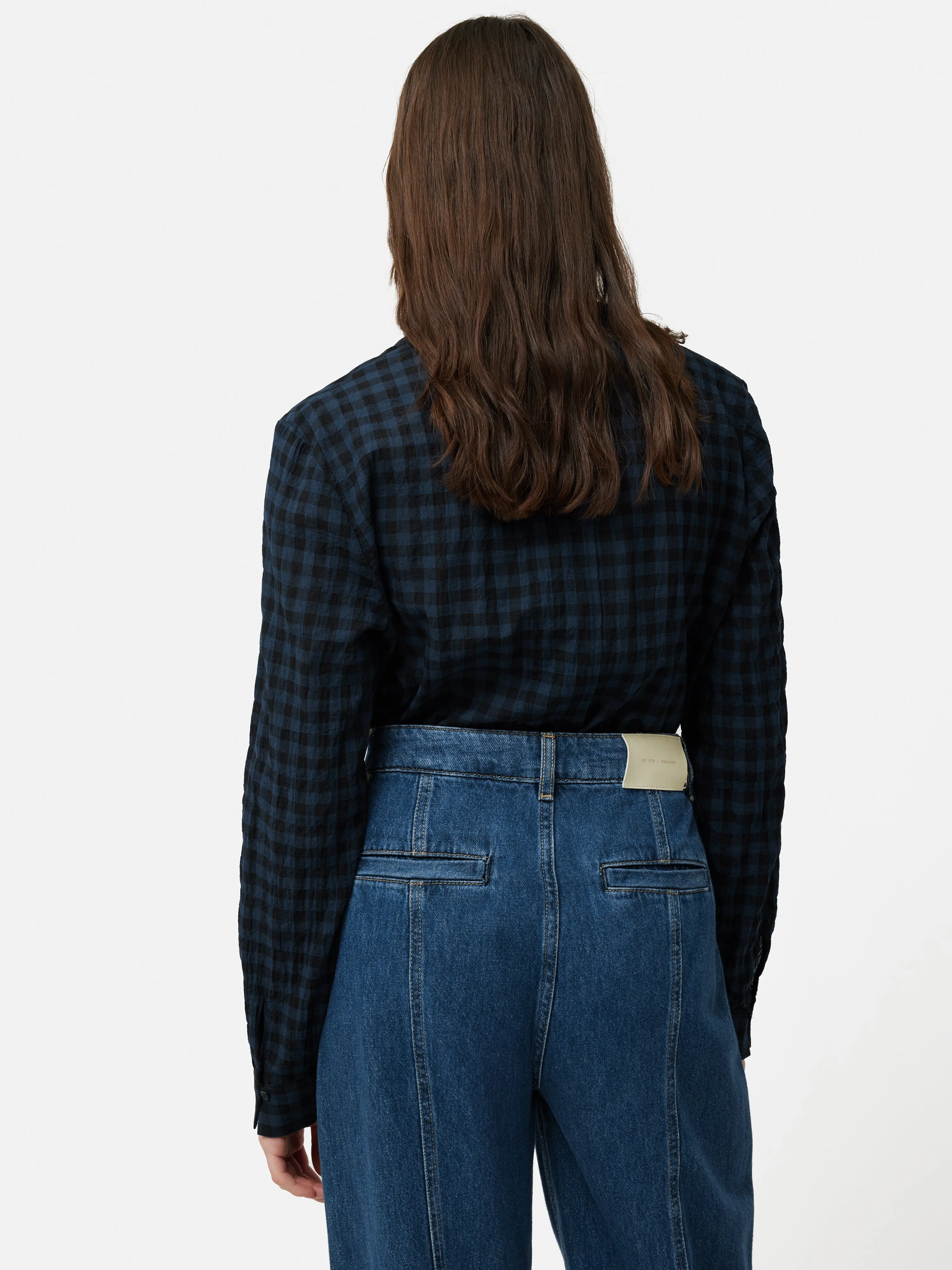 Checked Tunic Blouse | Navy