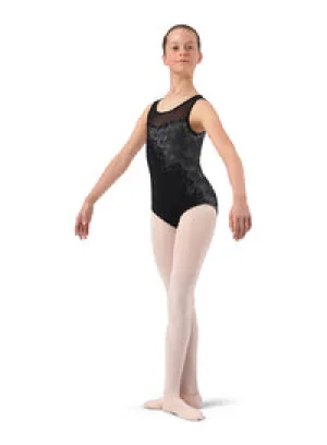 CL4175- Briar Girls Lace Mesh Tank Black Camisole Leotard - Select Size