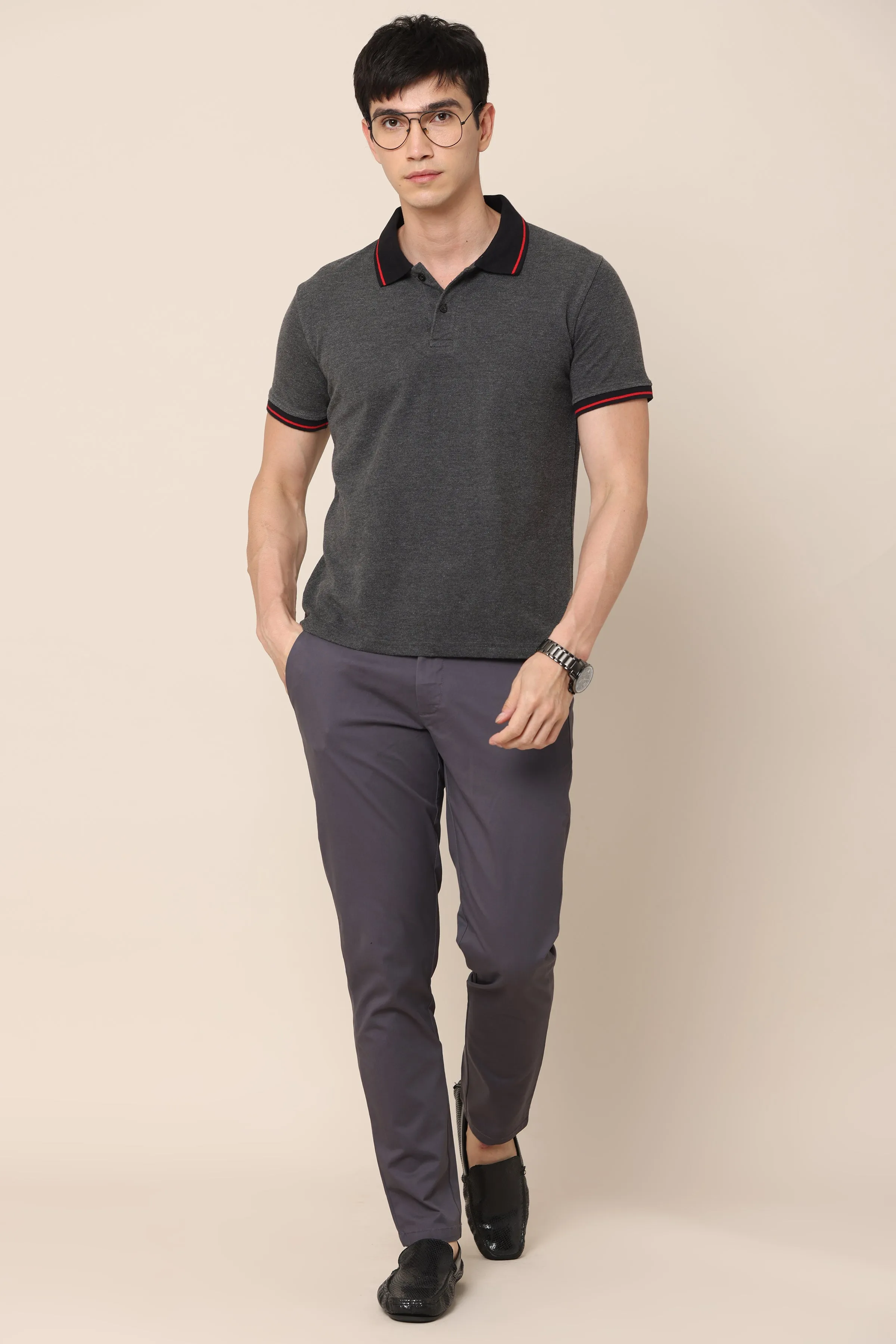 Classic Charcoal Cotton Trousers