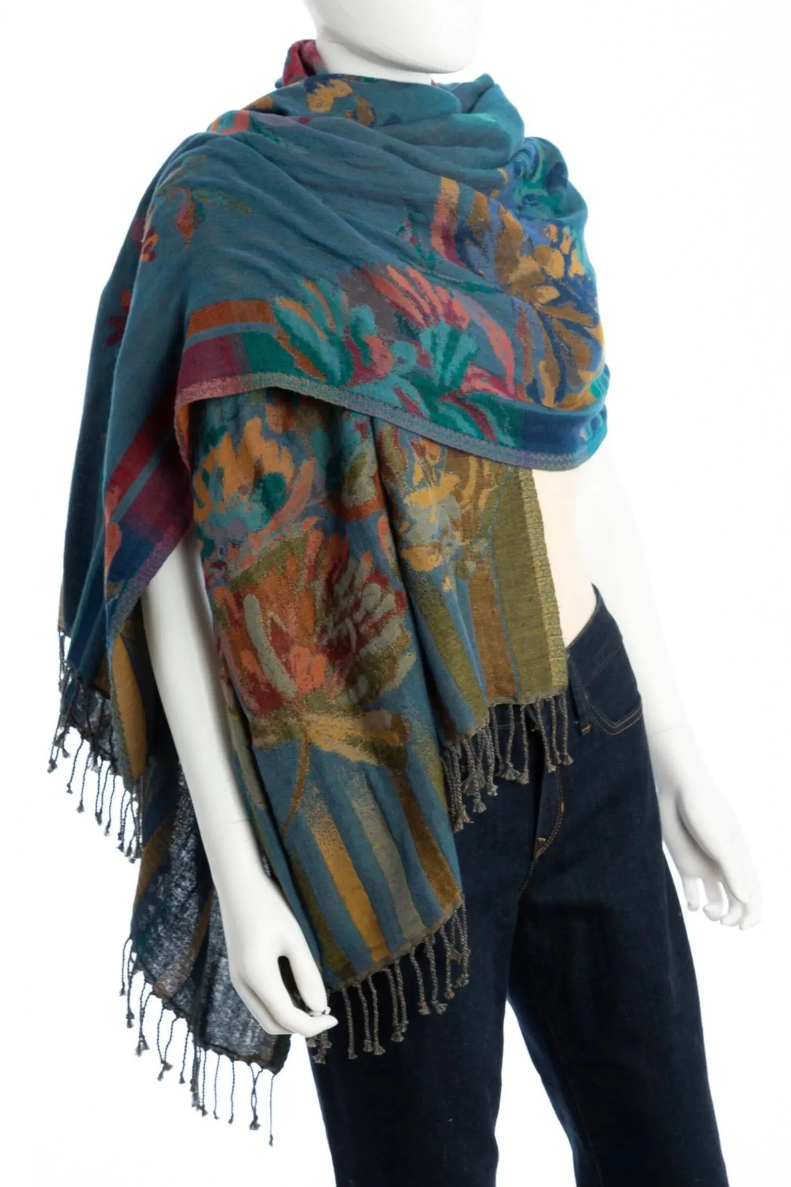 Cool-Toned Floral Scarf