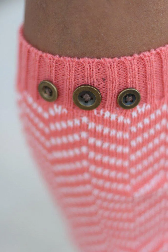 Coral Chevron Leg Warmers