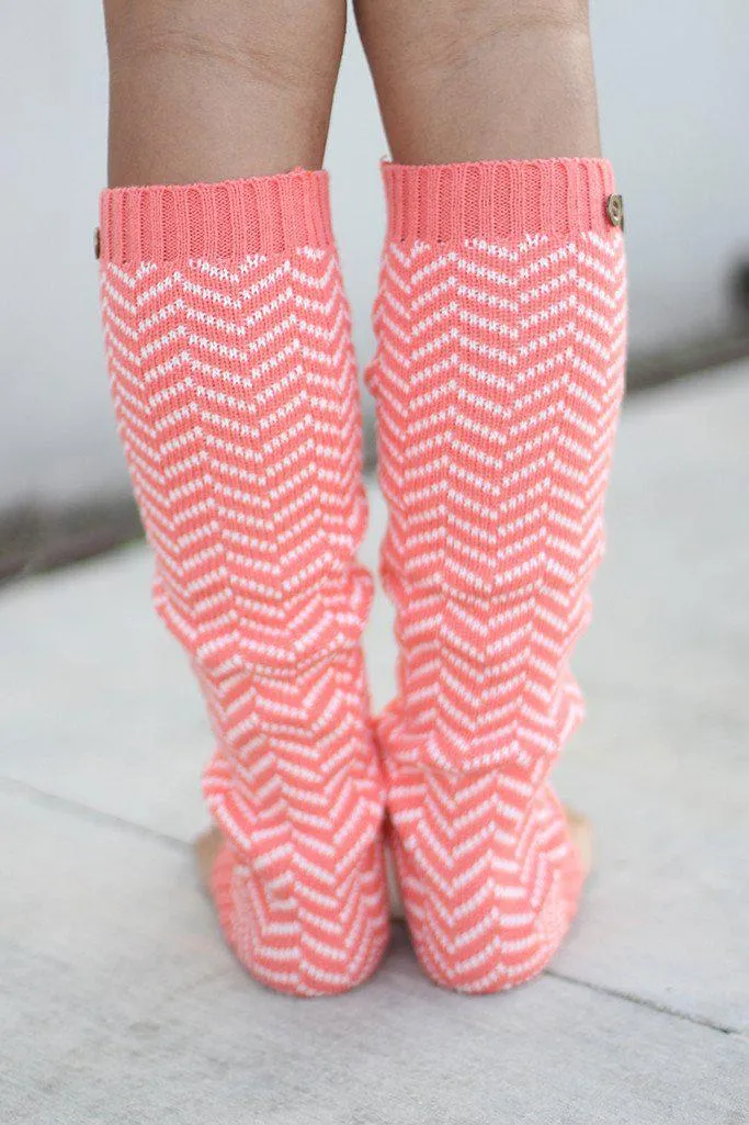 Coral Chevron Leg Warmers