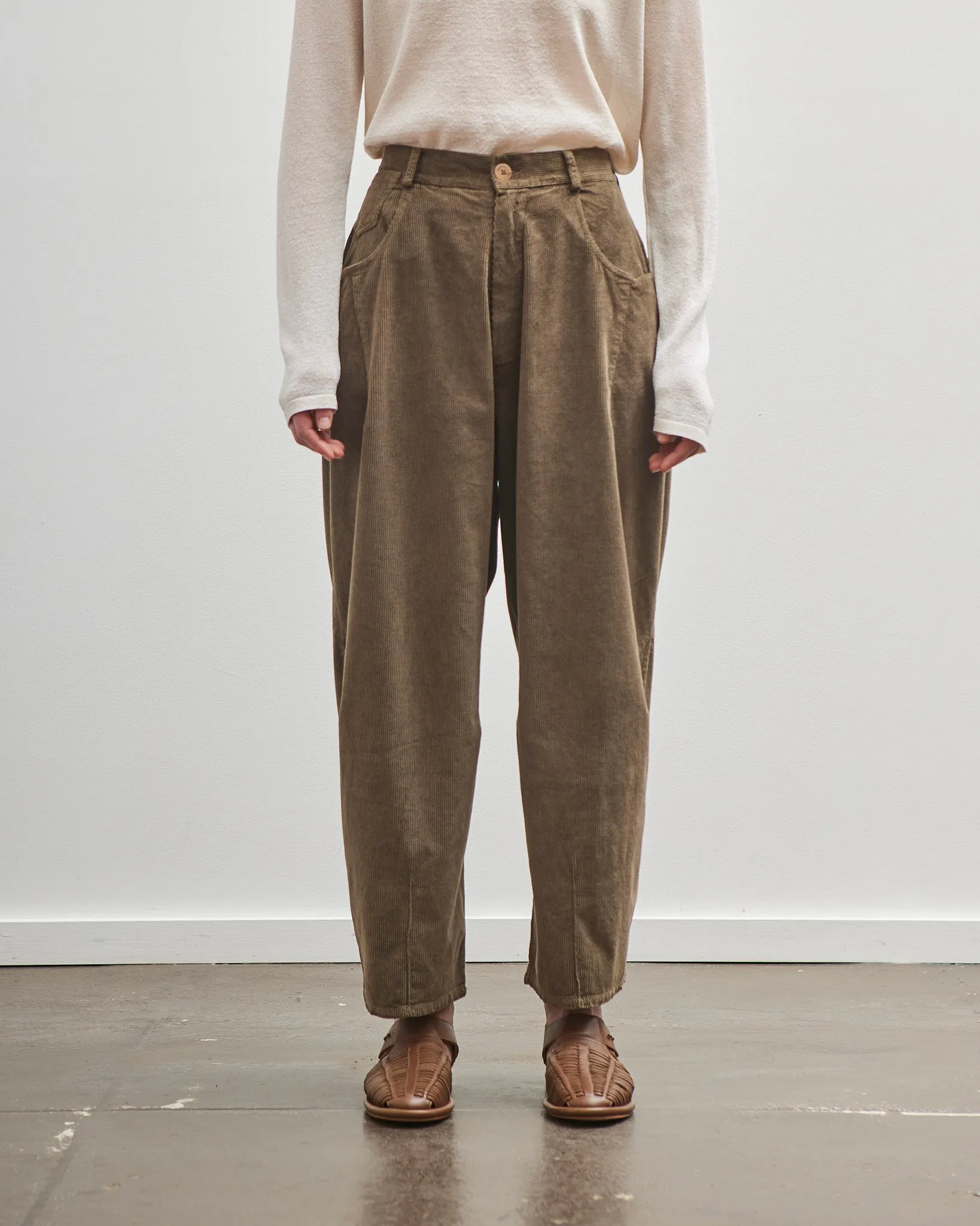 Cordera Cord Baggy Pants, Moss