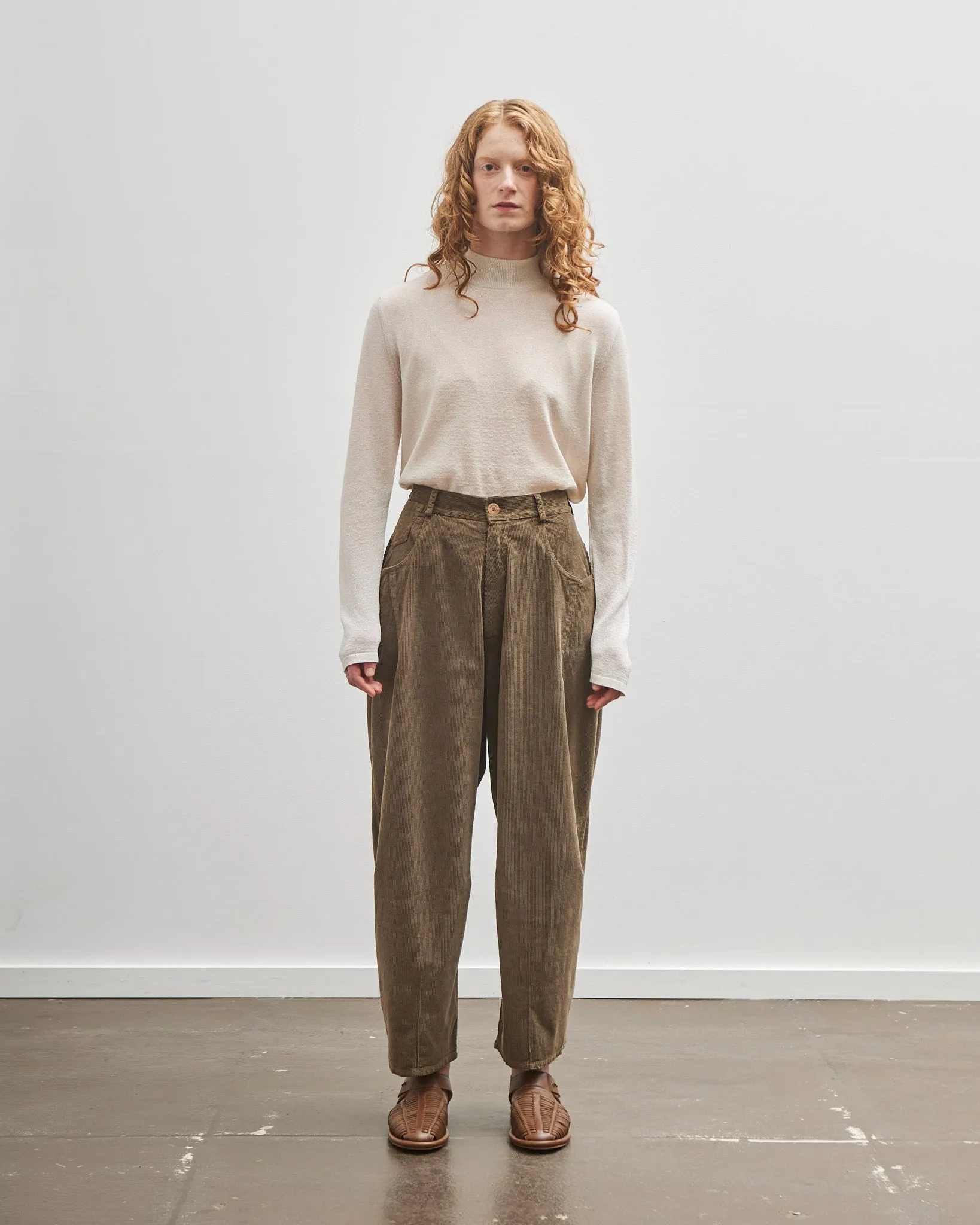 Cordera Cord Baggy Pants, Moss