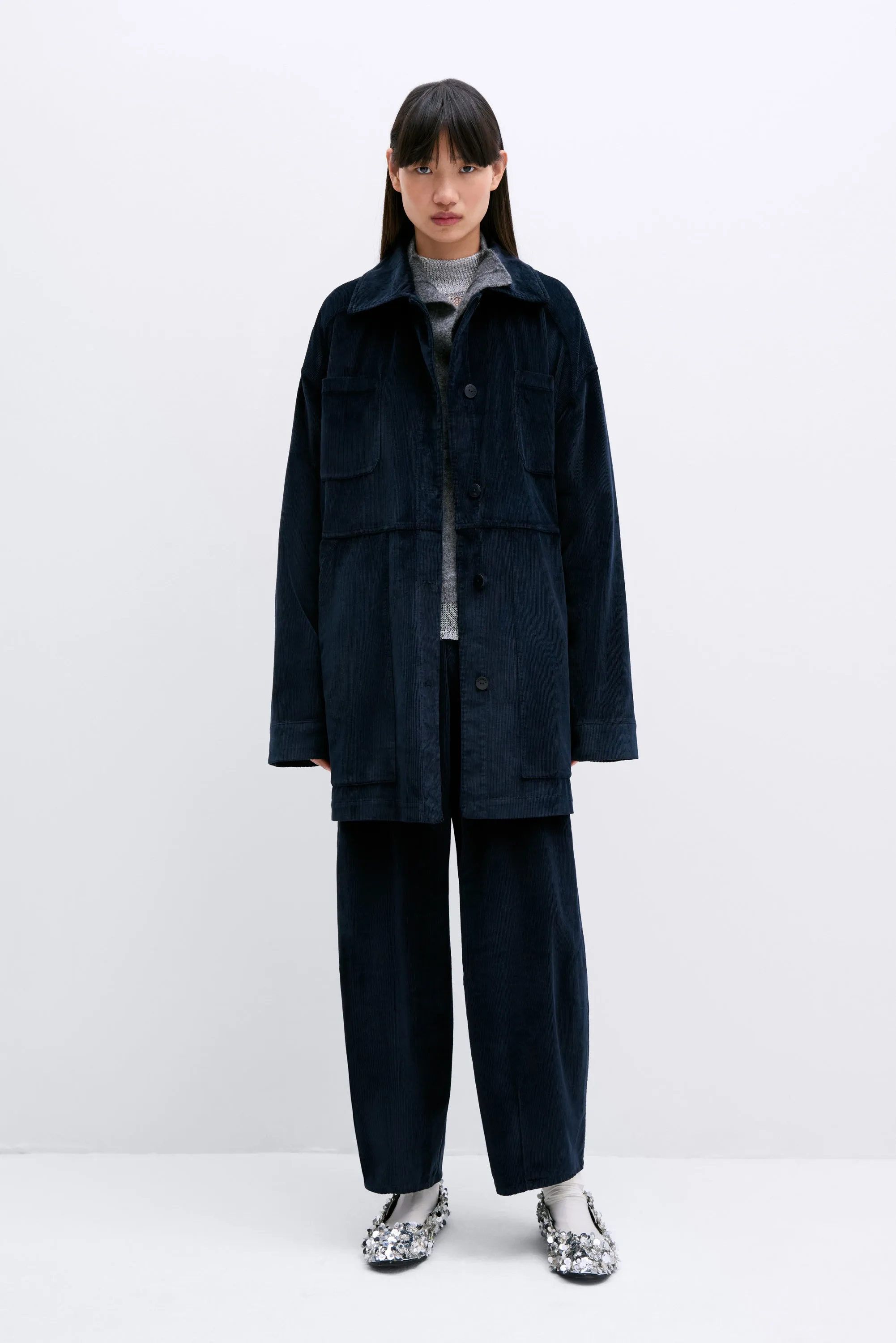 Cordera - Corduroy Baggy Pants Navy