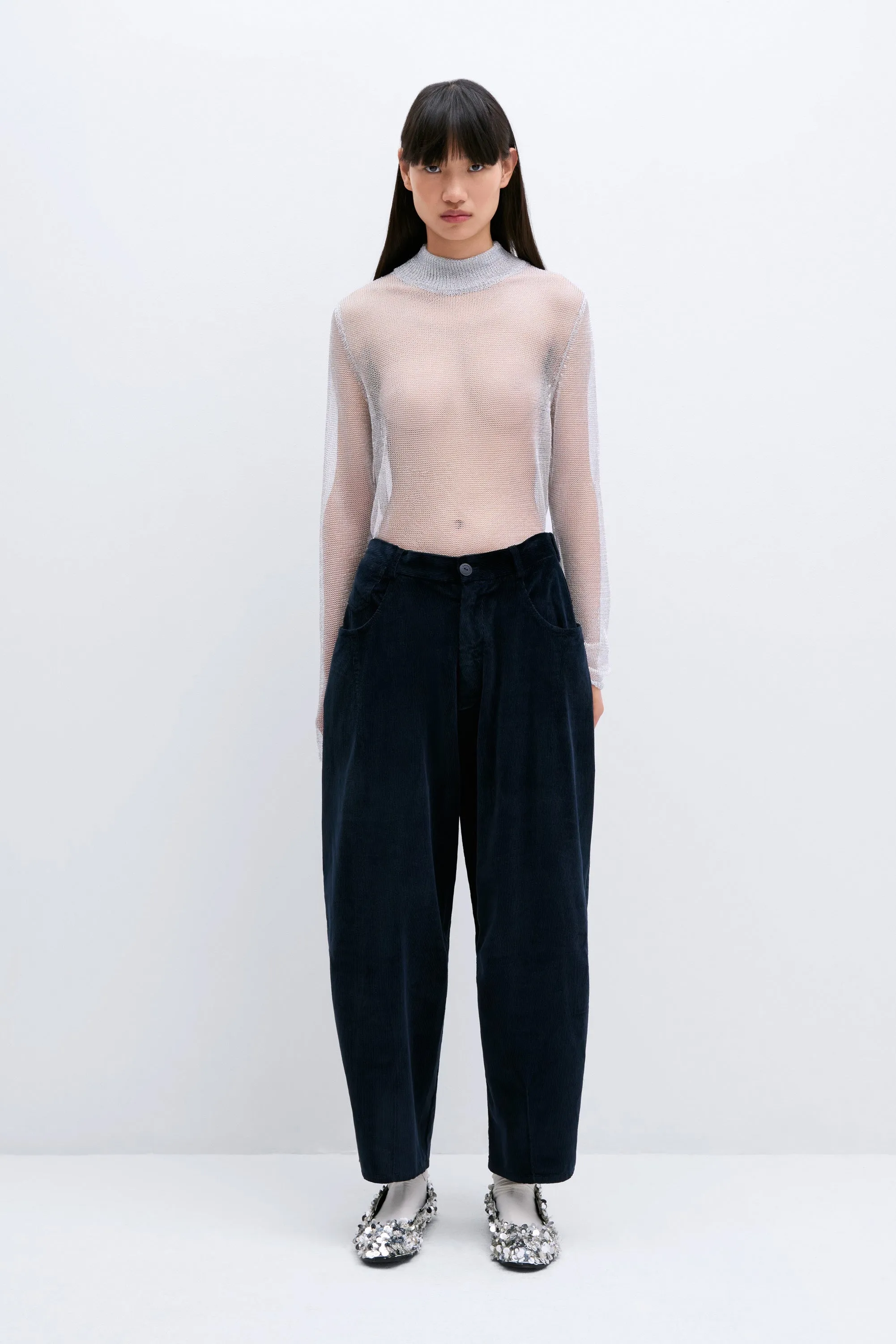 Cordera - Corduroy Baggy Pants Navy