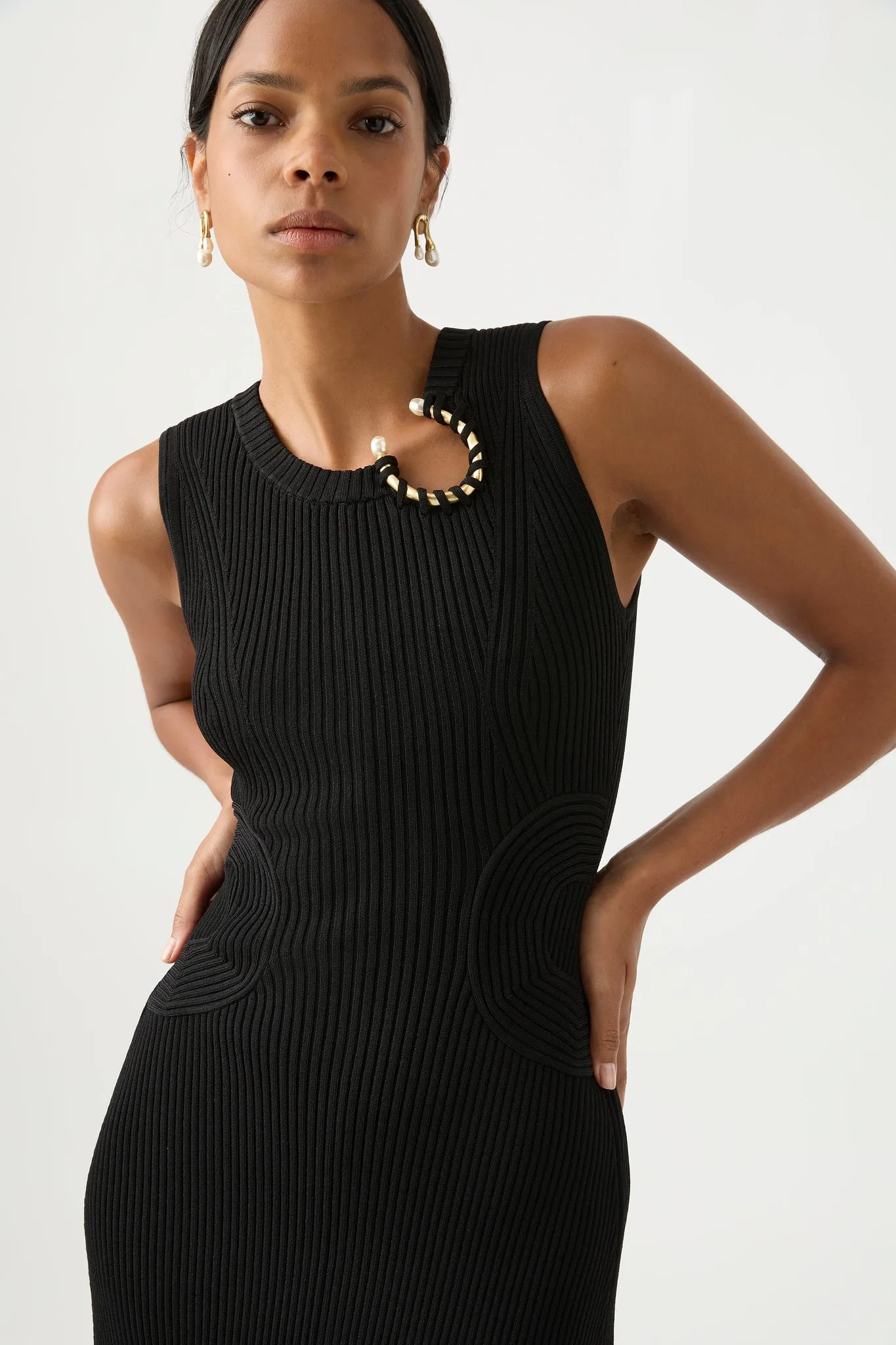 Crescent Knit Midi Dress