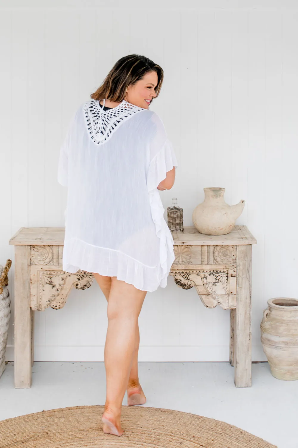 Crochet Ruffle Kaftan Top