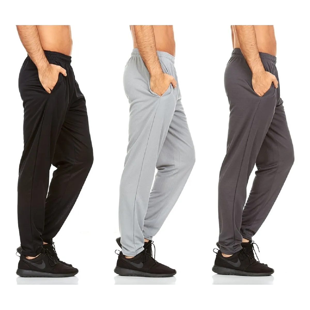 DARESAY Mens Joggers Quick-Dry Athletic Pants 3-Pack Elastic Waist with Pockets