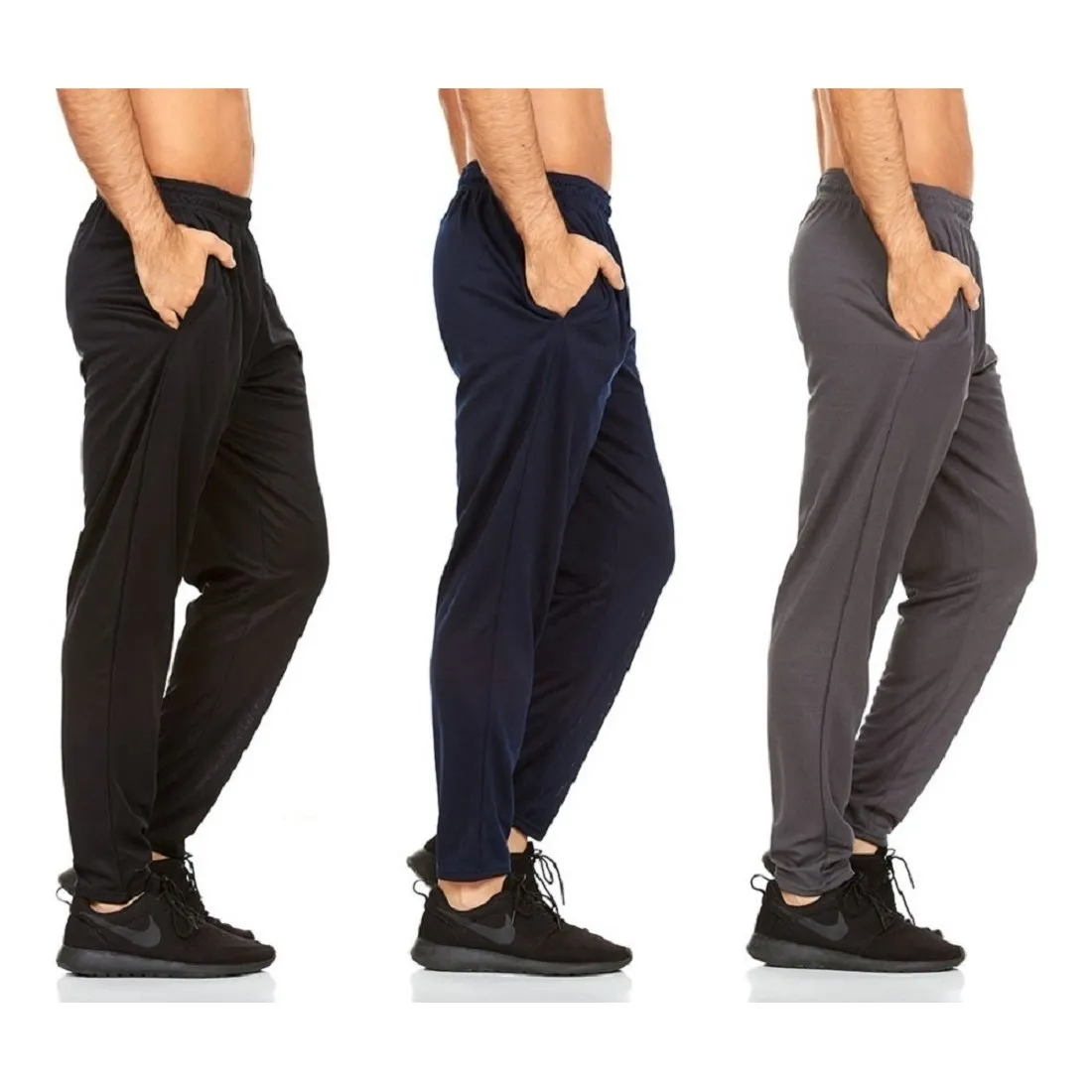 DARESAY Mens Joggers Quick-Dry Athletic Pants 3-Pack Elastic Waist with Pockets