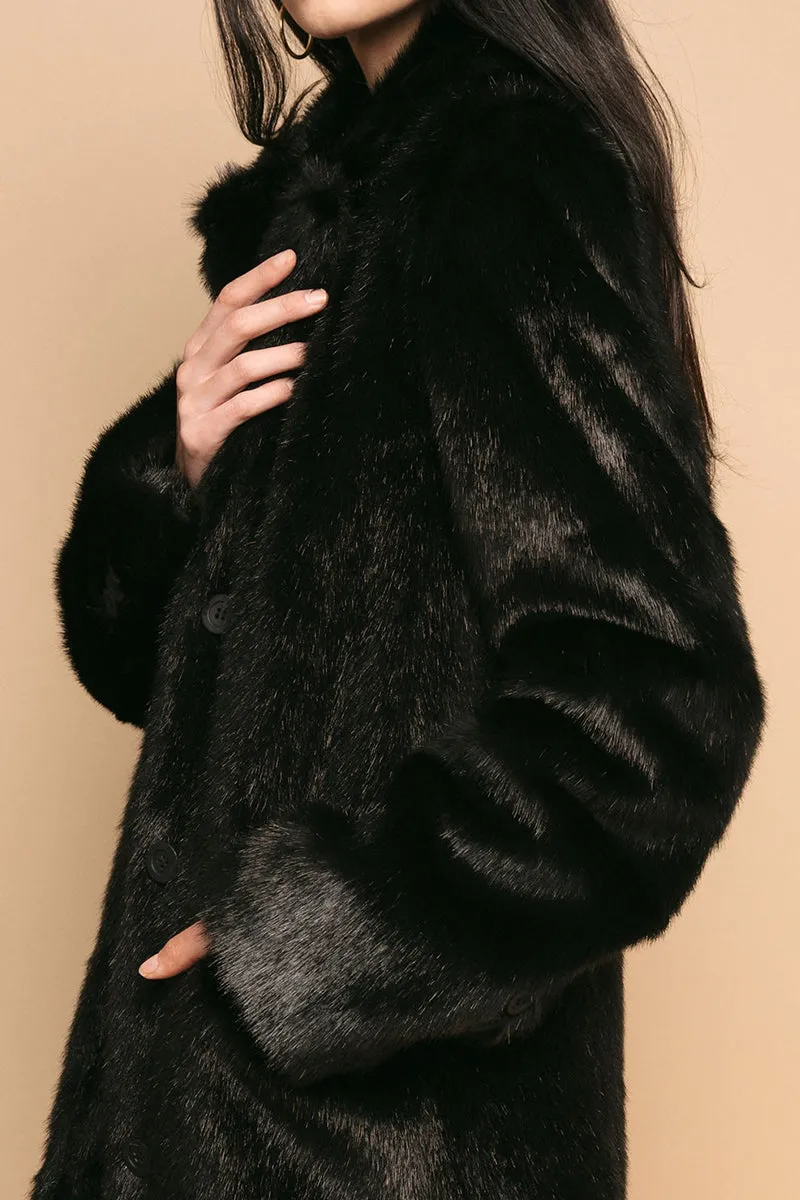 Dawson Faux Fur Coat in Black