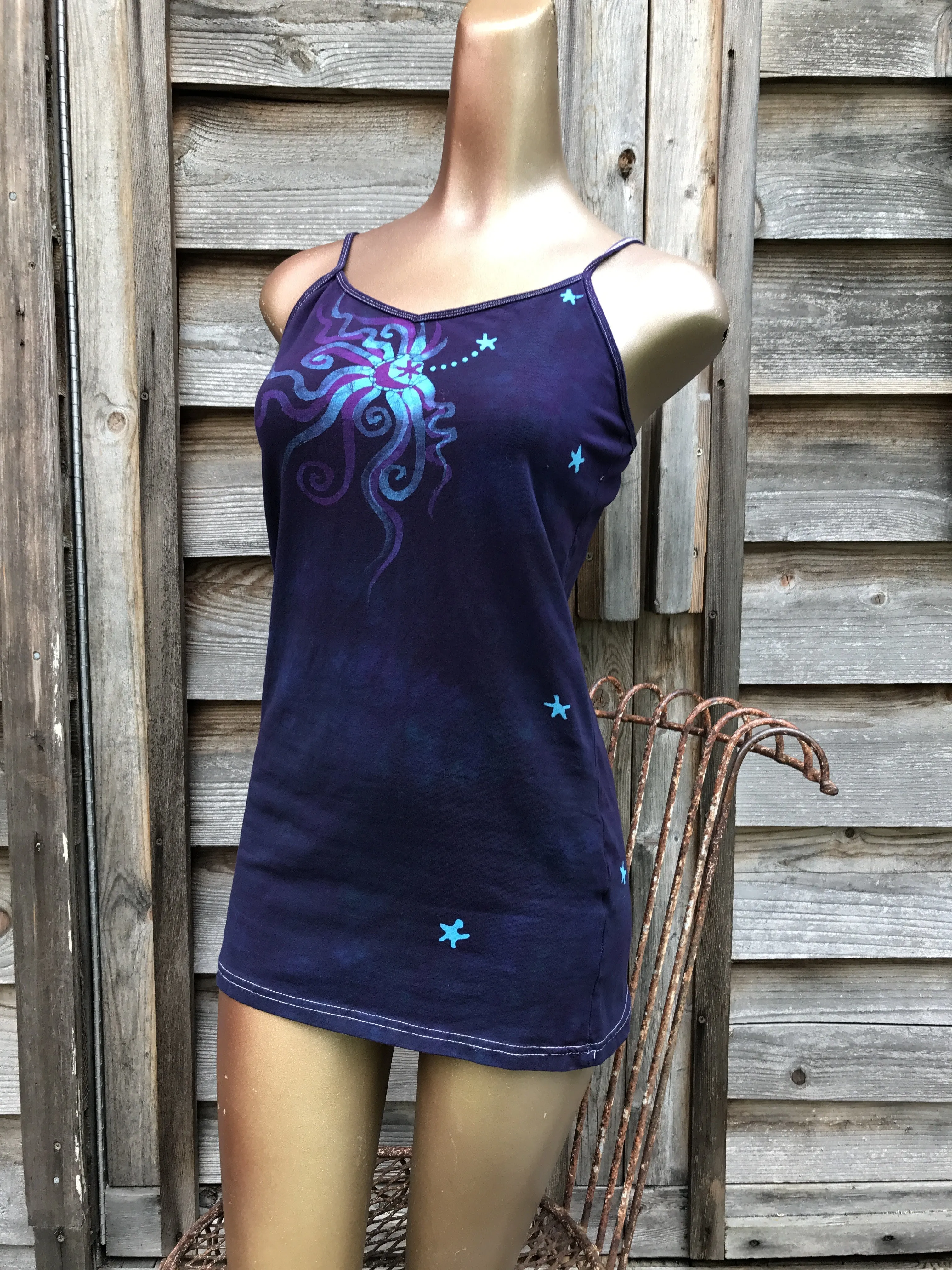 Deep Purple Midnight Moonbeams Long & Stretchy Batik Camisole