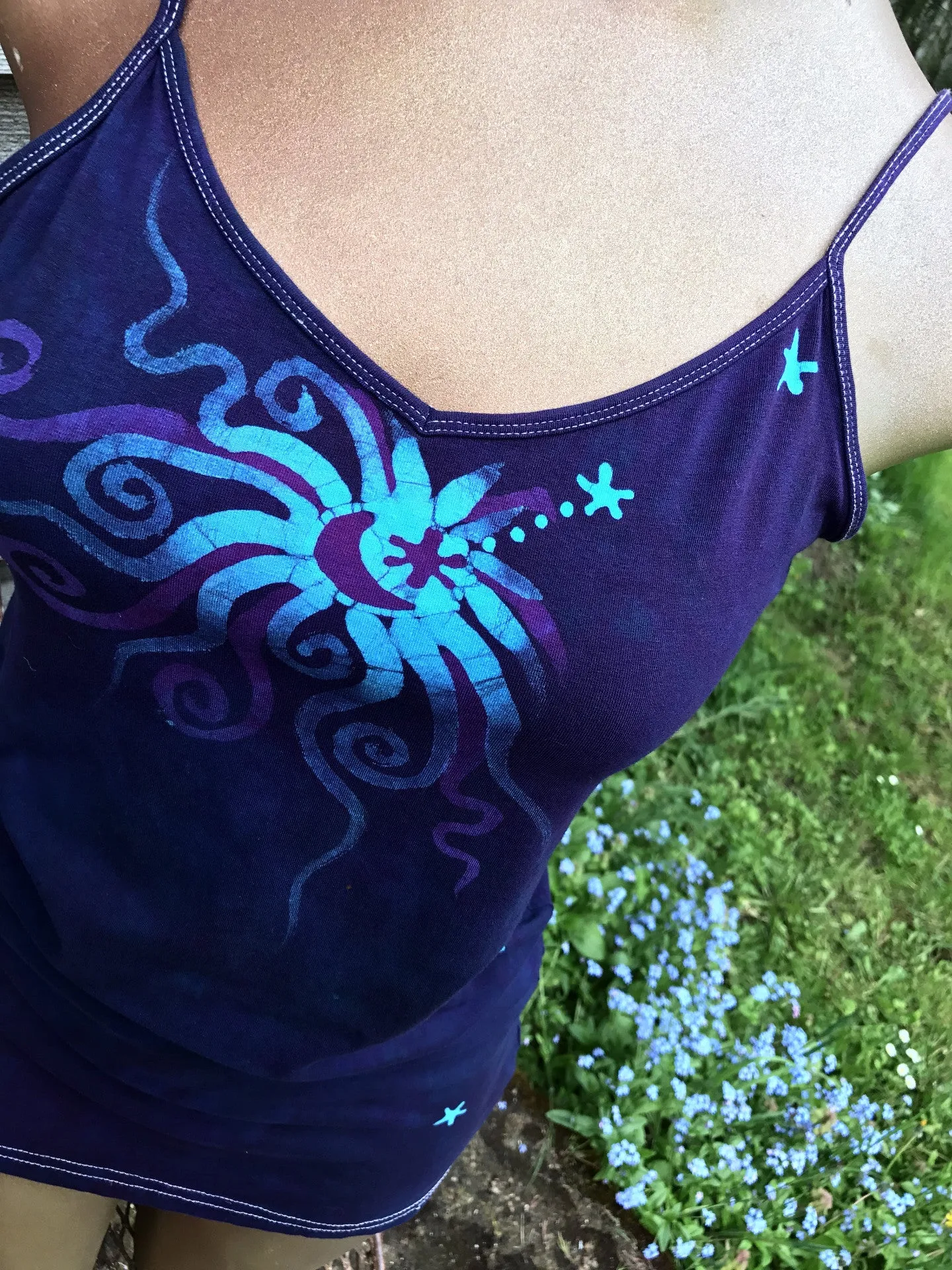 Deep Purple Midnight Moonbeams Long & Stretchy Batik Camisole