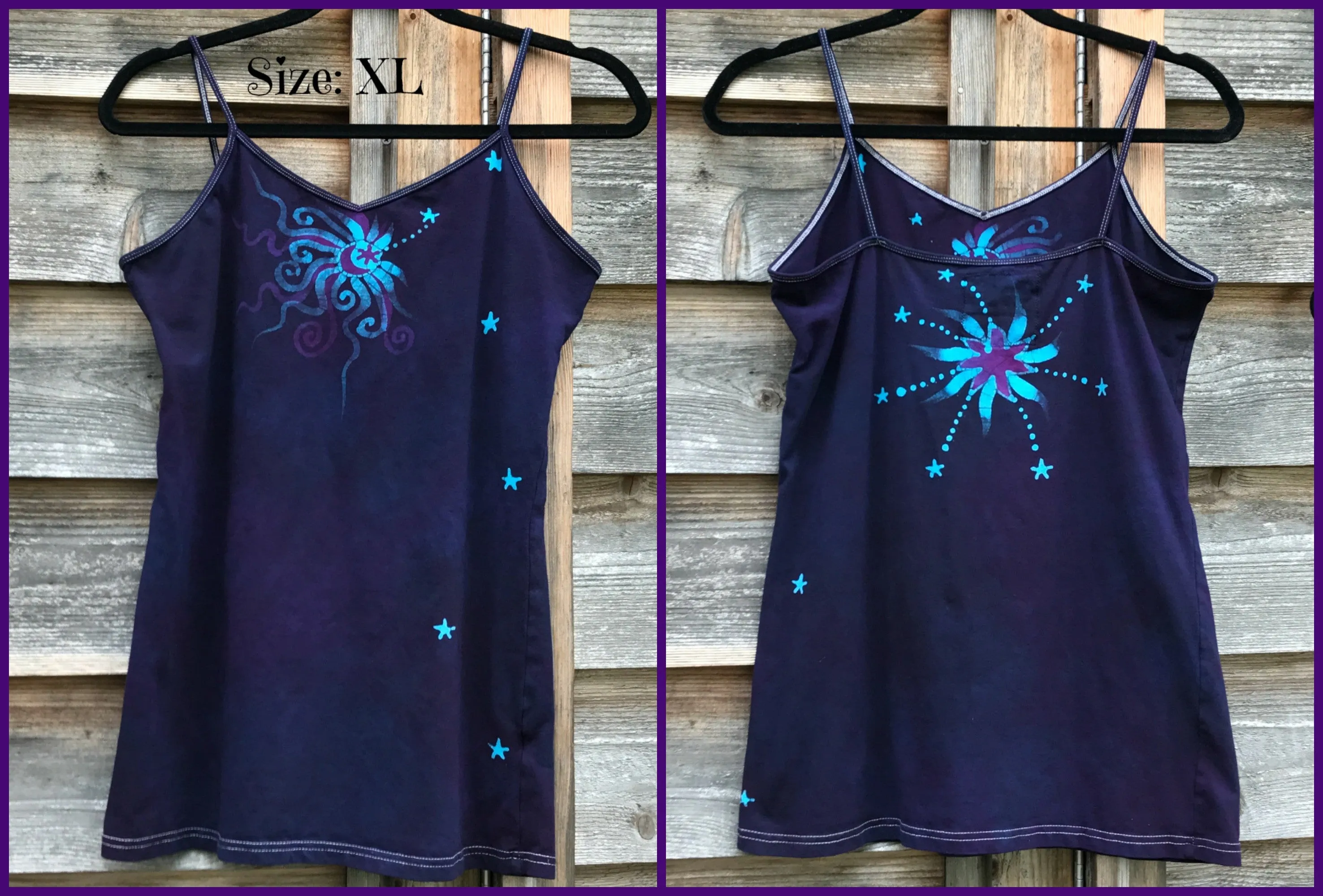 Deep Purple Midnight Moonbeams Long & Stretchy Batik Camisole