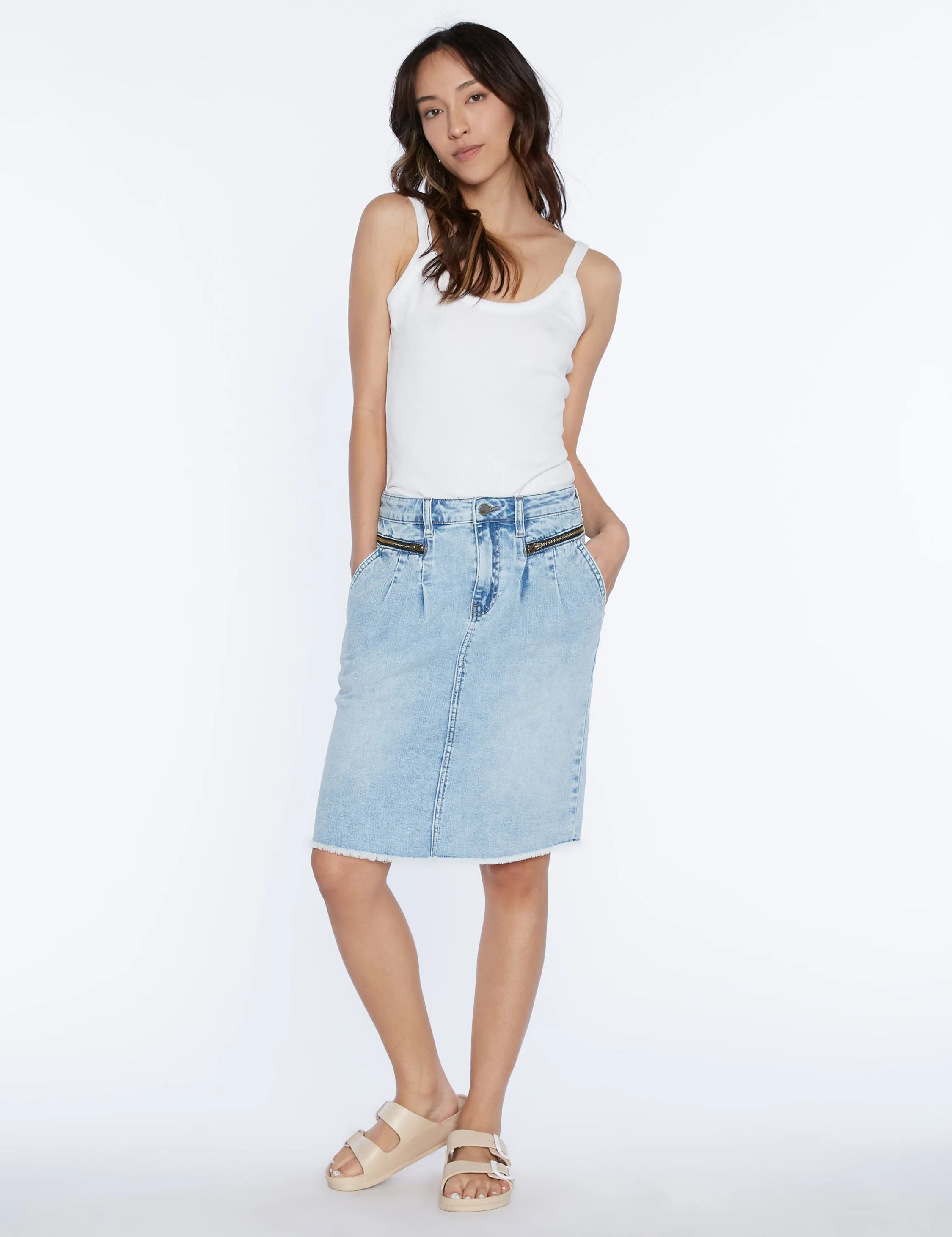 Denim Zip Skirt