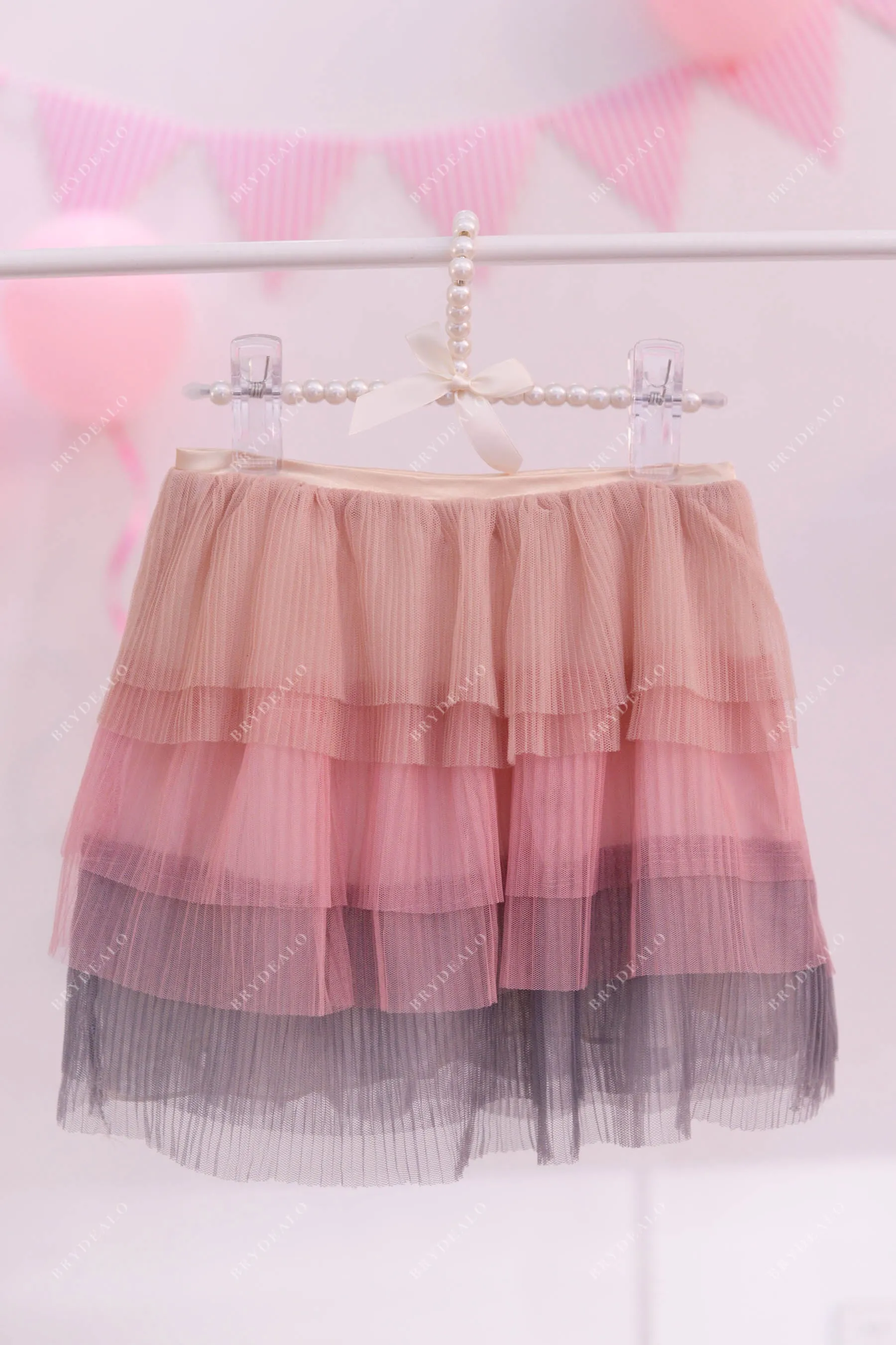 Designer Coral Two-Piece Fluffy Tank Top Tulle Little Girl Dress