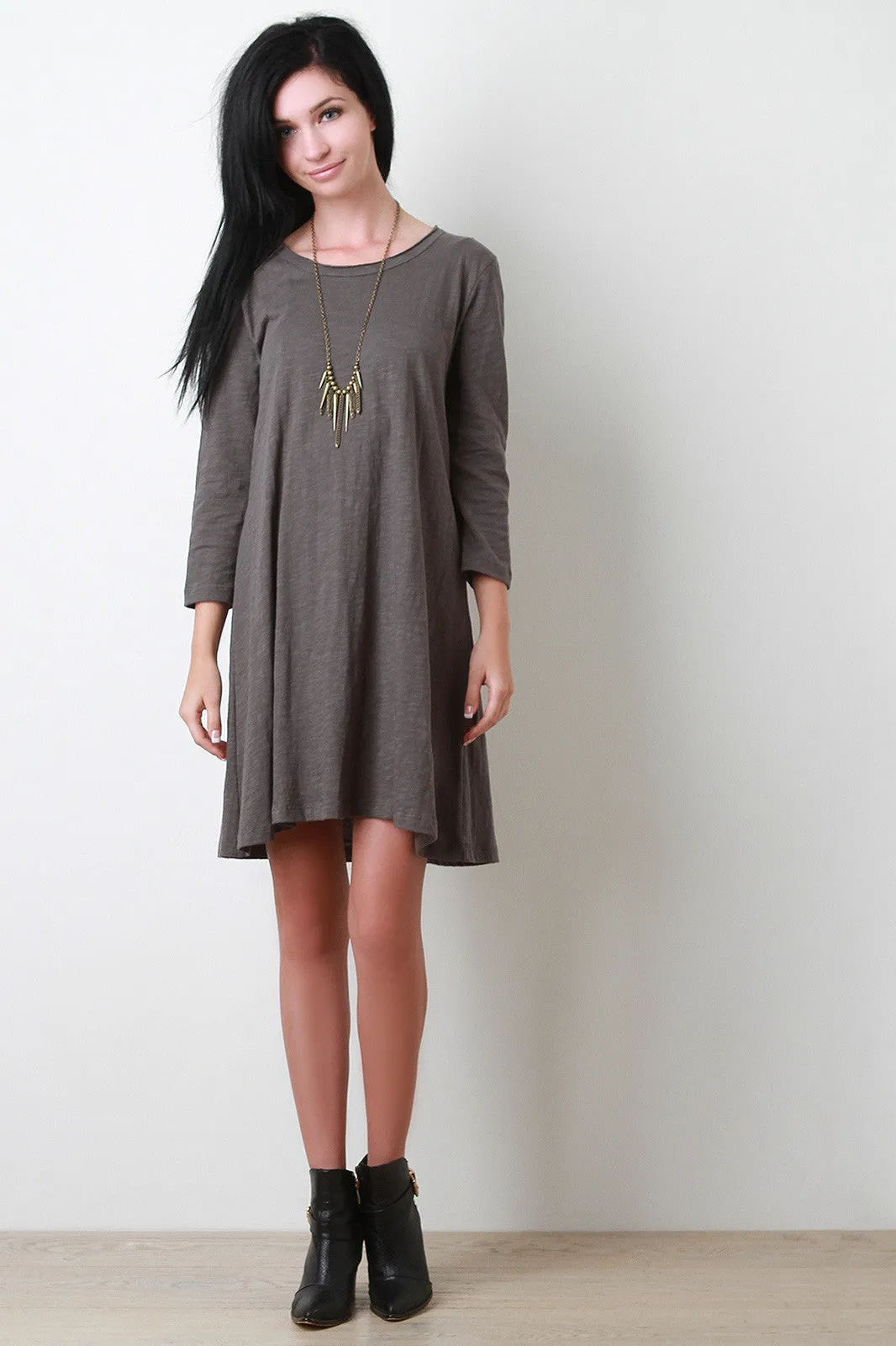 Distress Jersey Knit Tunic Dress