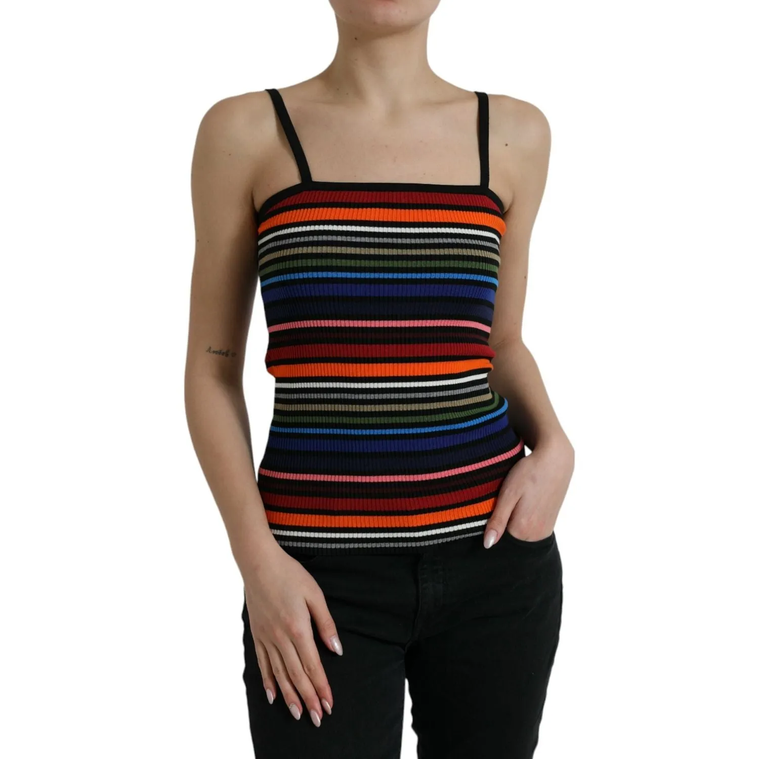 Dolce & Gabbana Chic Striped Spaghetti Strap Tank Top