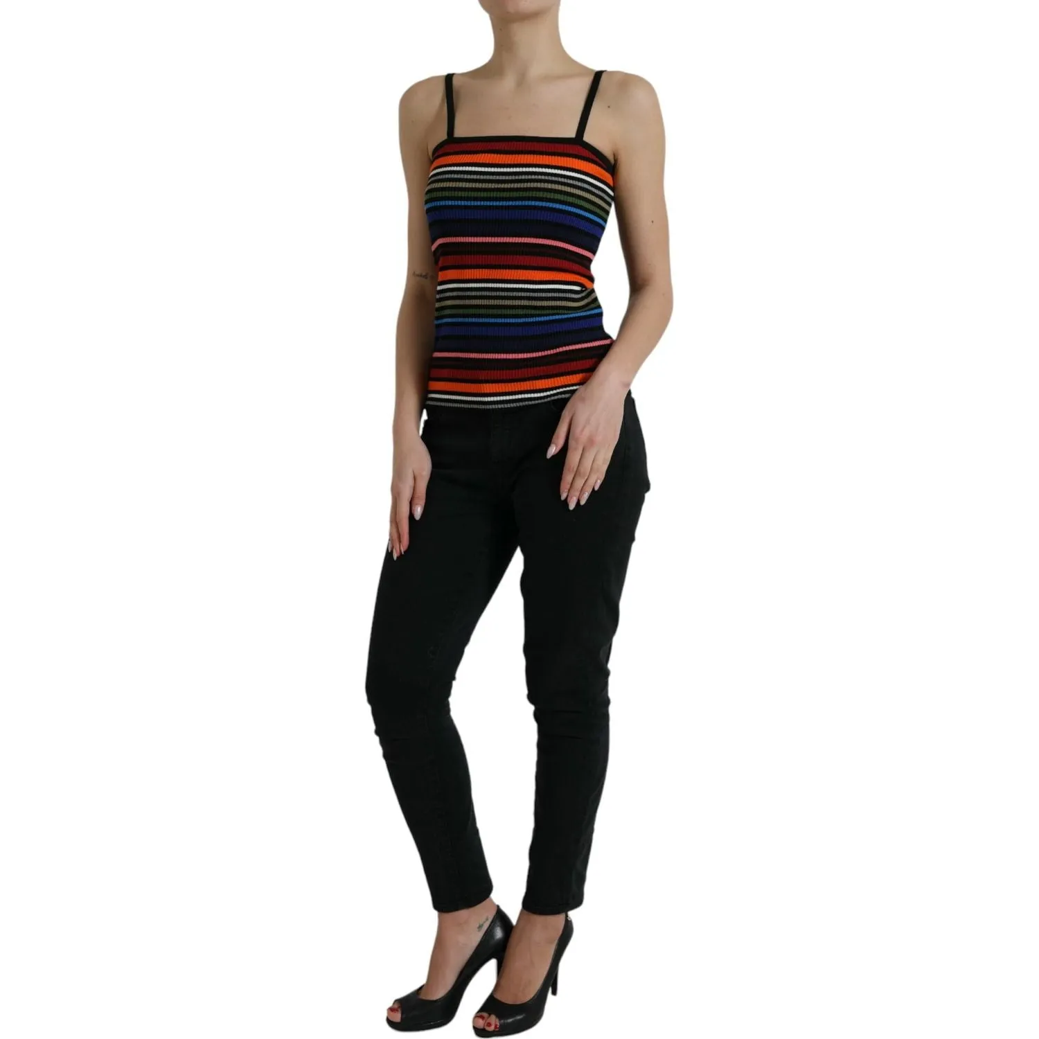 Dolce & Gabbana Chic Striped Spaghetti Strap Tank Top