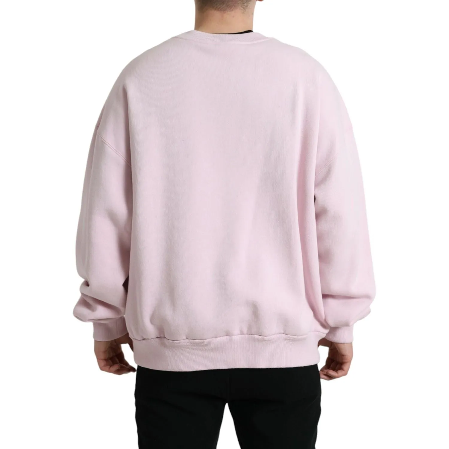 Dolce & Gabbana Elegant Pink Crew Neck Logo Sweater