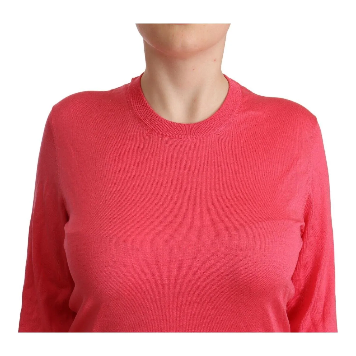 Dolce & Gabbana Elegant Pink Silk Crewneck Sweater