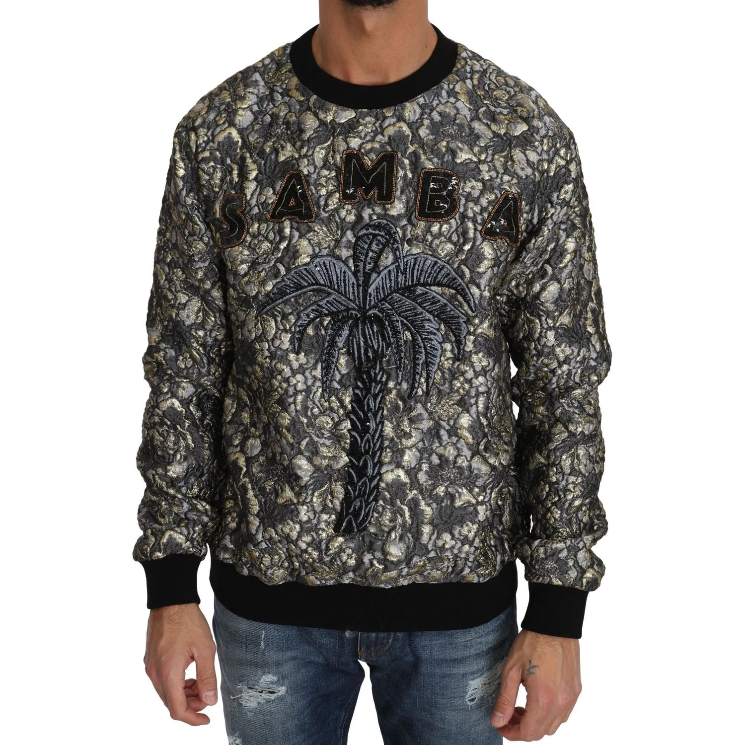 Dolce & Gabbana Samba Jacquard Palm Crewneck Sweater