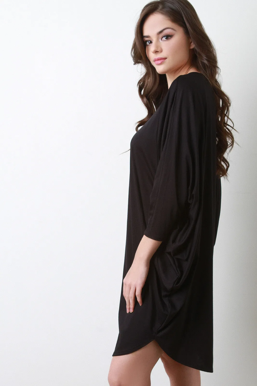 Dolman Sleeve Cocoon Tunic Dress