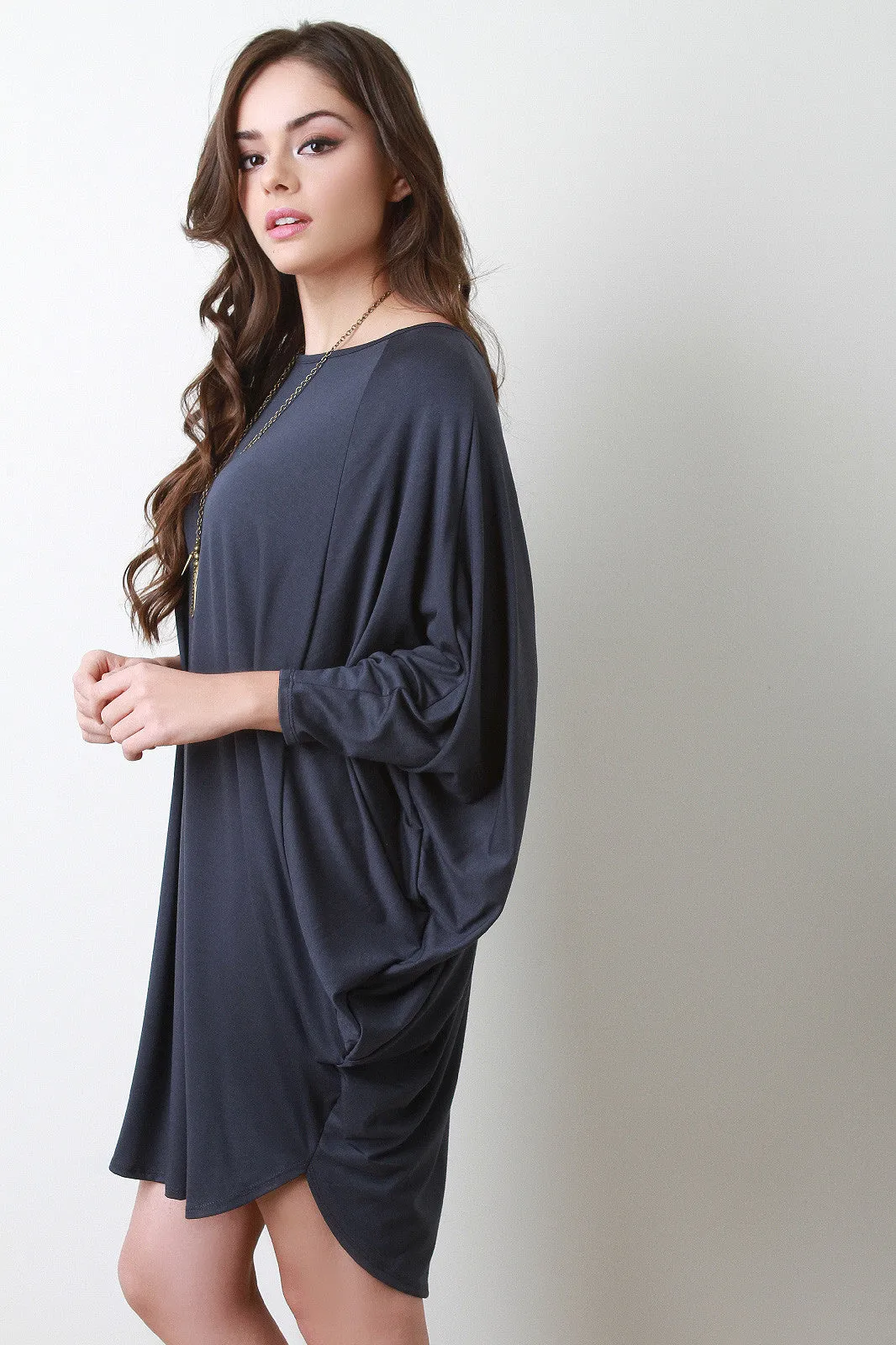 Dolman Sleeve Cocoon Tunic Dress