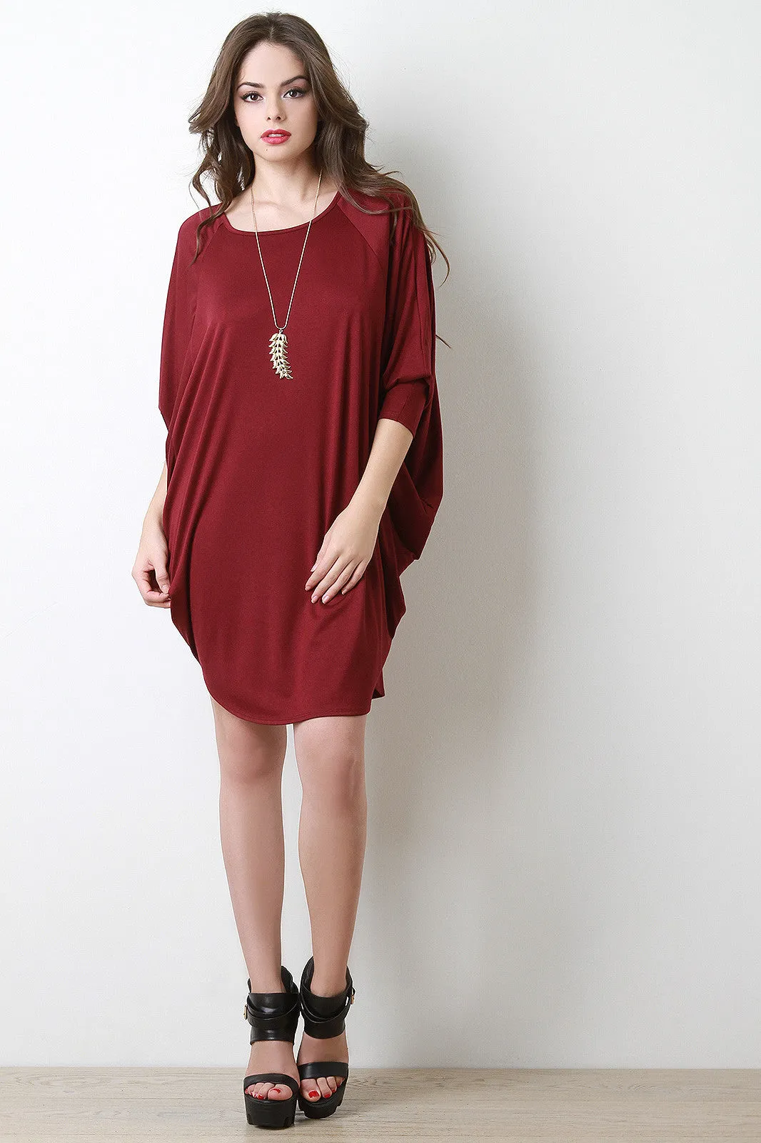 Dolman Sleeve Cocoon Tunic Dress