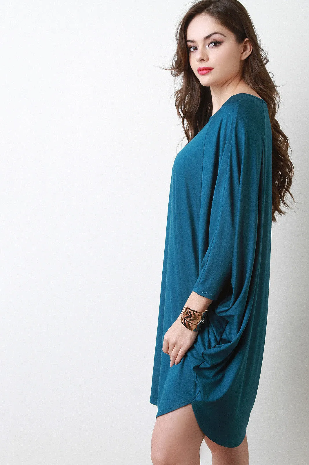 Dolman Sleeve Cocoon Tunic Dress