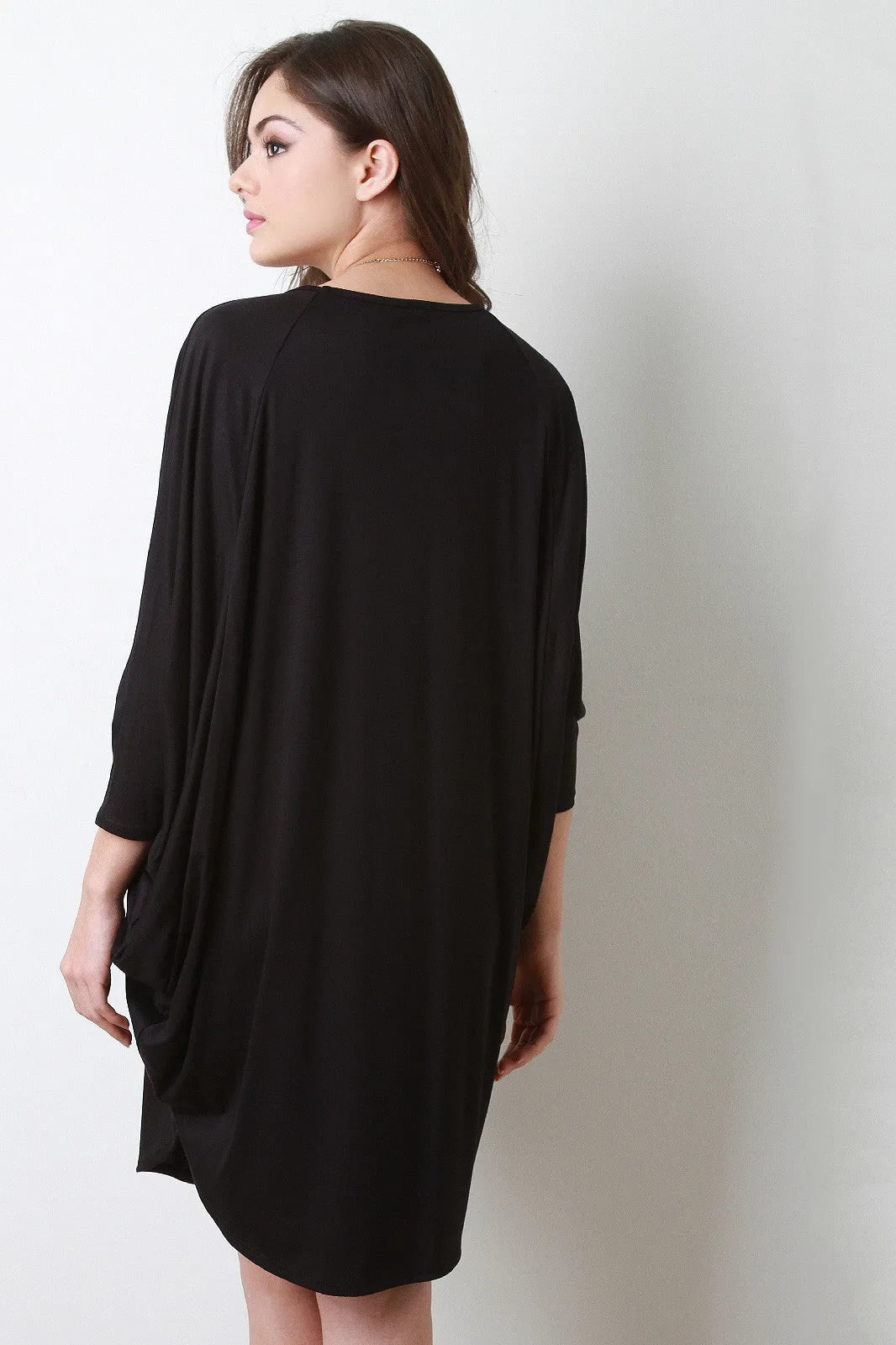 Dolman Sleeve Cocoon Tunic Dress