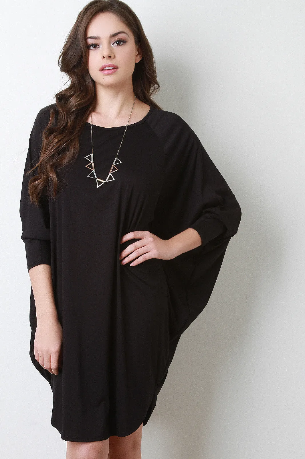 Dolman Sleeve Cocoon Tunic Dress