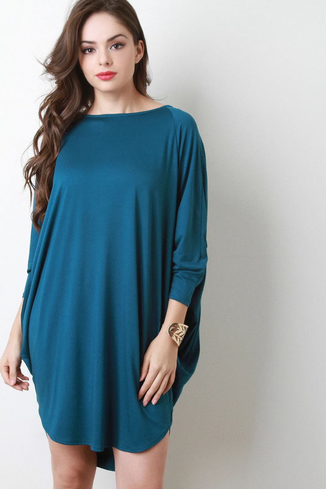 Dolman Sleeve Cocoon Tunic Dress