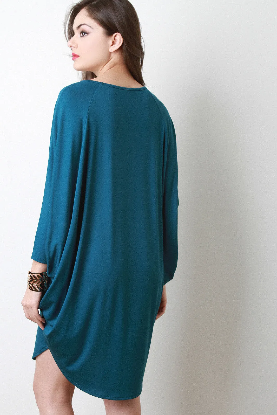 Dolman Sleeve Cocoon Tunic Dress