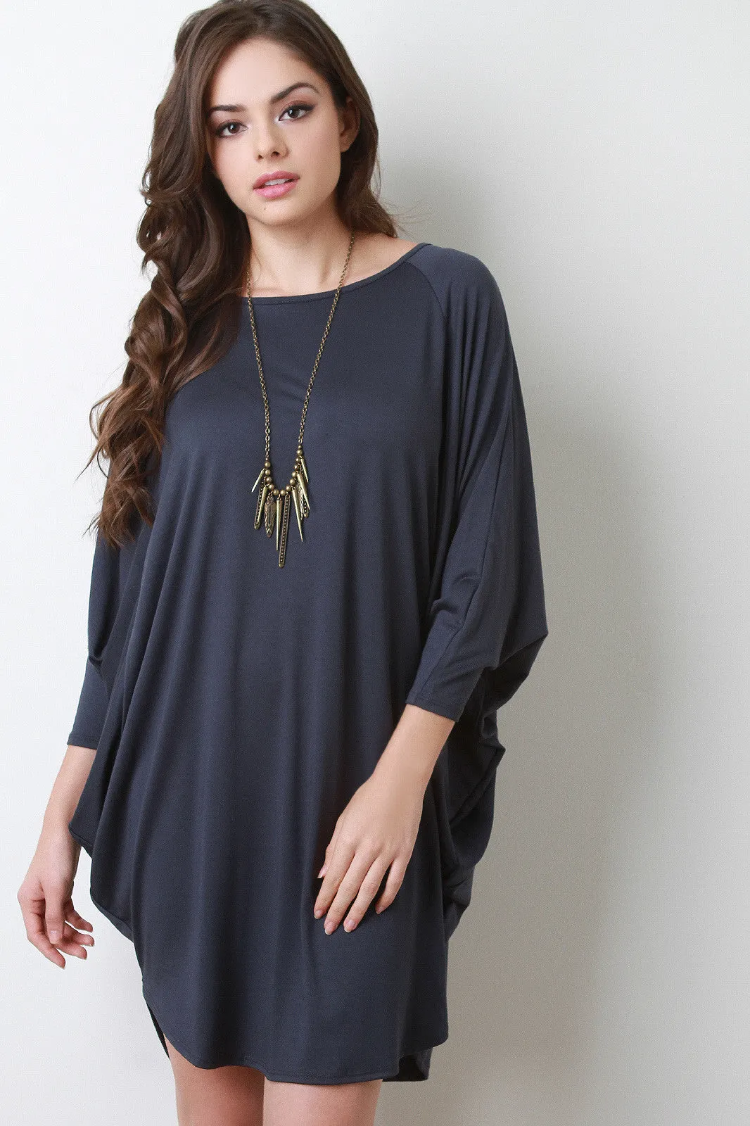 Dolman Sleeve Cocoon Tunic Dress