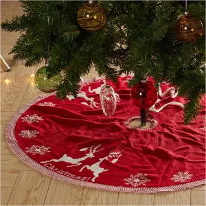 Double-Sided Christmas Tree Skirt Rustic Floor Mat with Snowflake