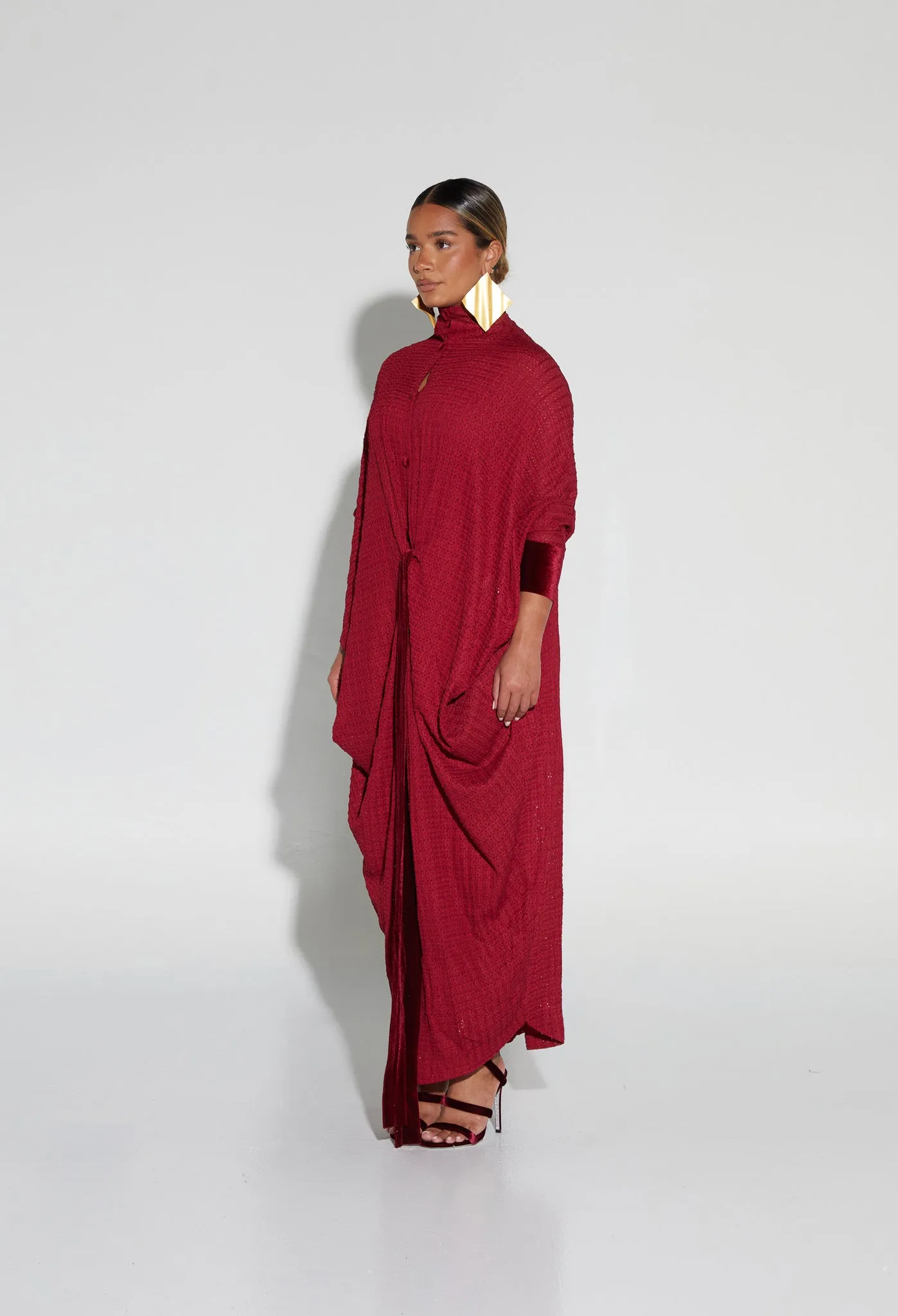 Draped Turtleneck Knit Tunic - Fine Wine