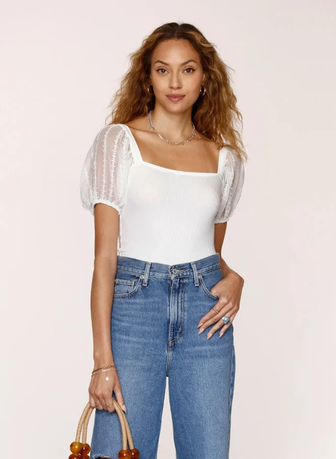 Eggshell Sheer Slv Milena Top