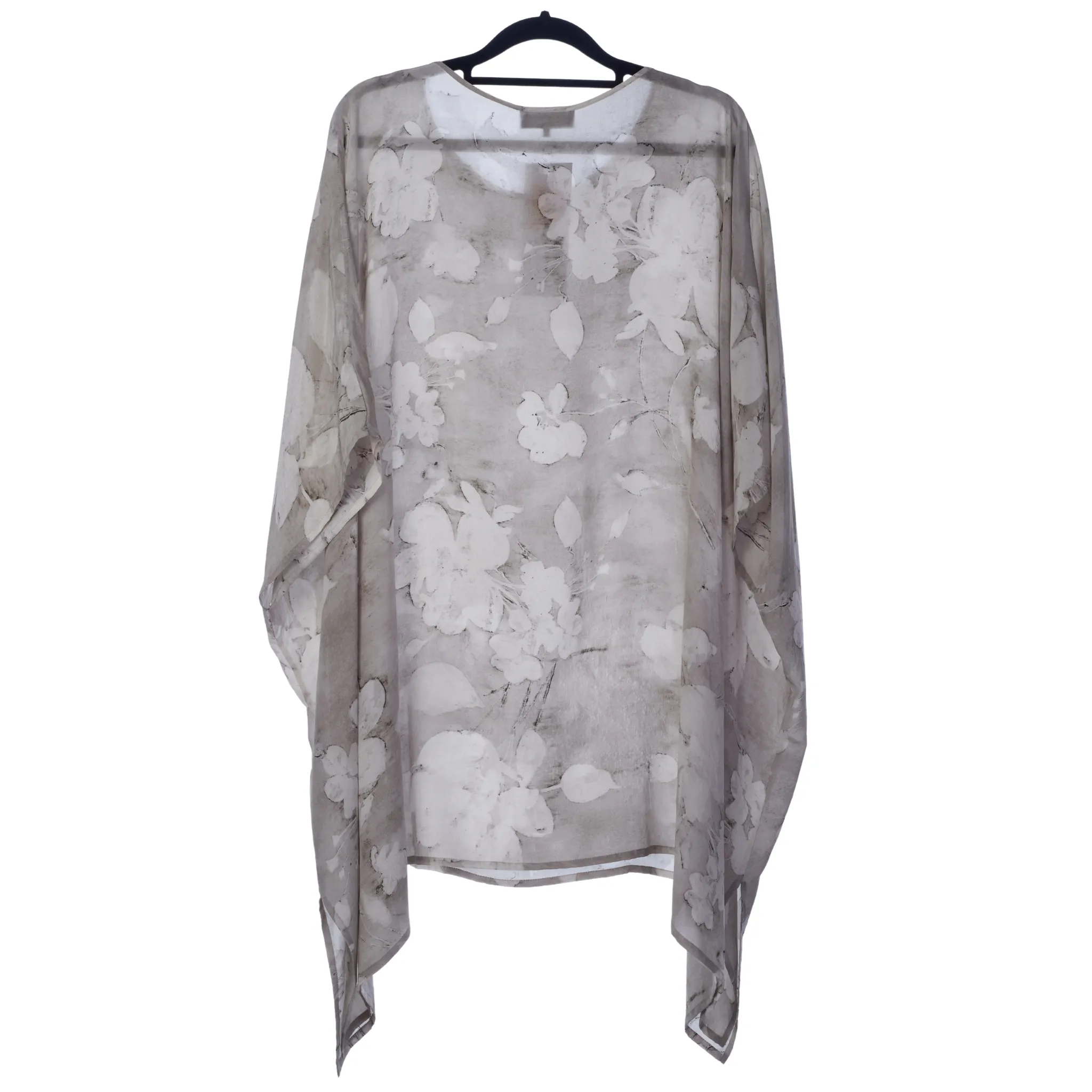 Eskander Silk Top Taupe/Grey Floral Silk Size 0