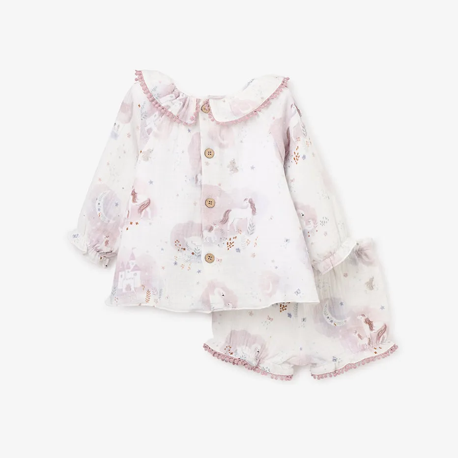 Fairytale Wonderland Organic Muslin Top & Bloomer Set