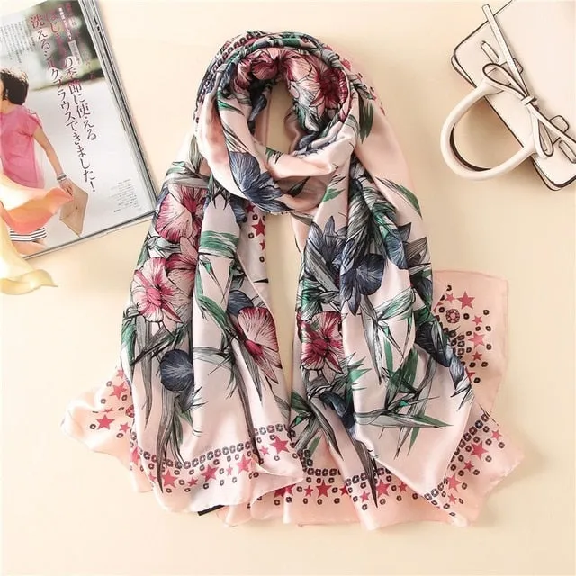 Fashion Silk Scarf Printed Bandana Shawl #LZ024