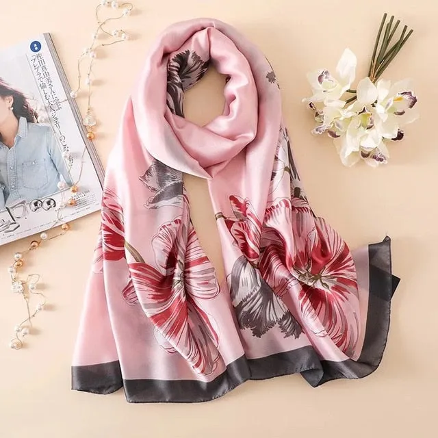 Fashion Silk Scarf Printed Bandana Shawl #LZ024