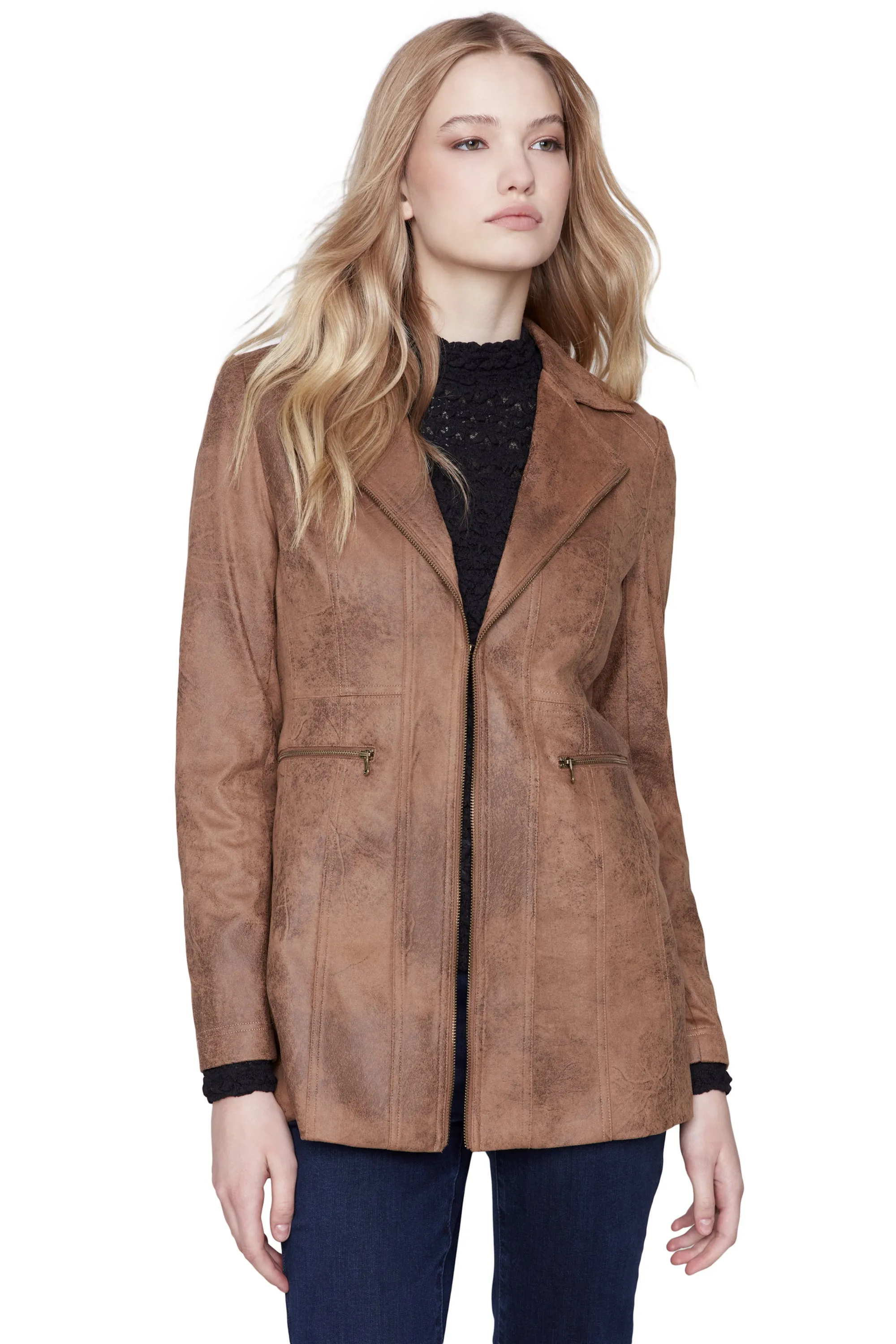 Faux Suede Vintage Long Jacket