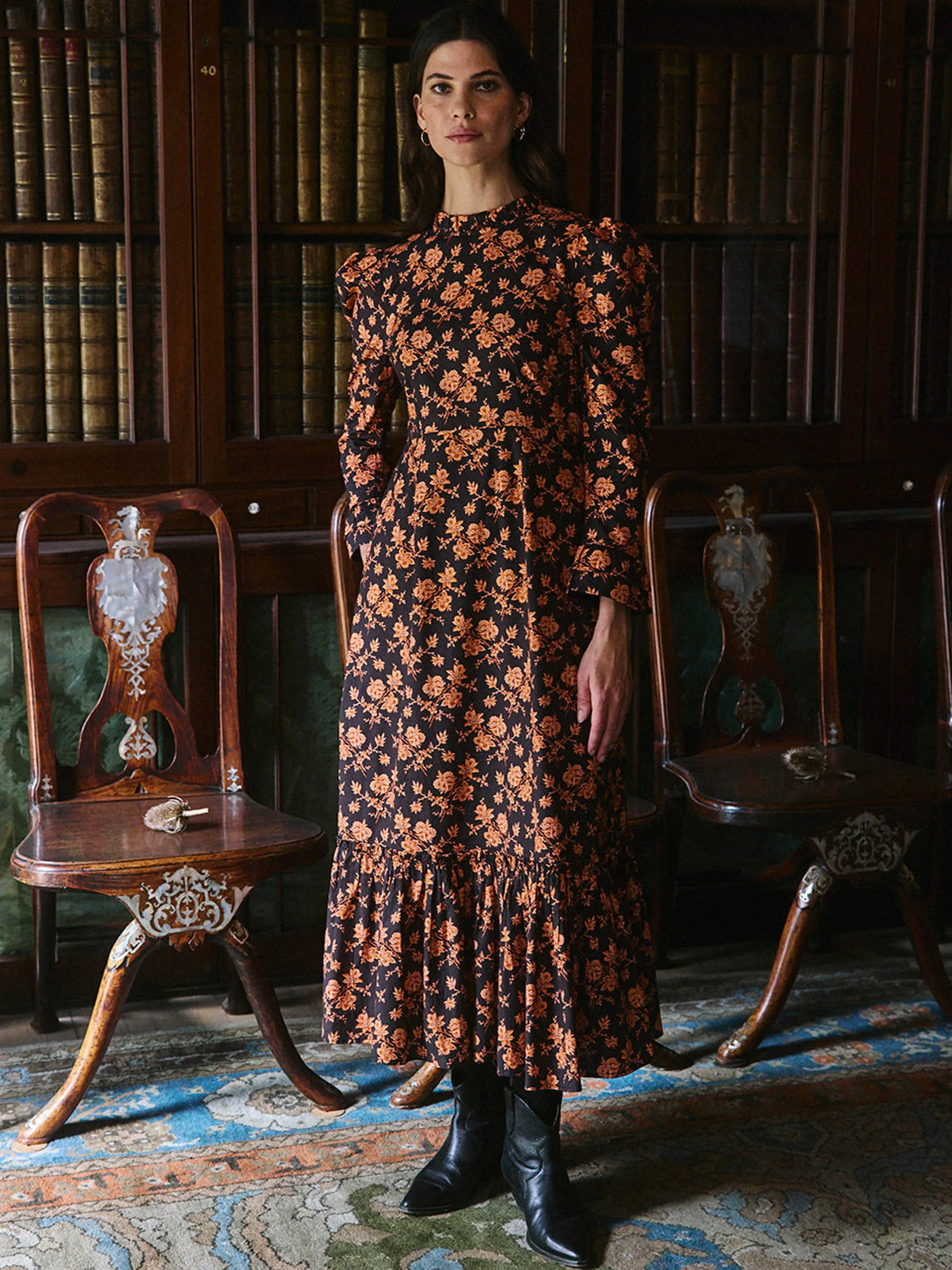 Flaming chintz Petworth dress